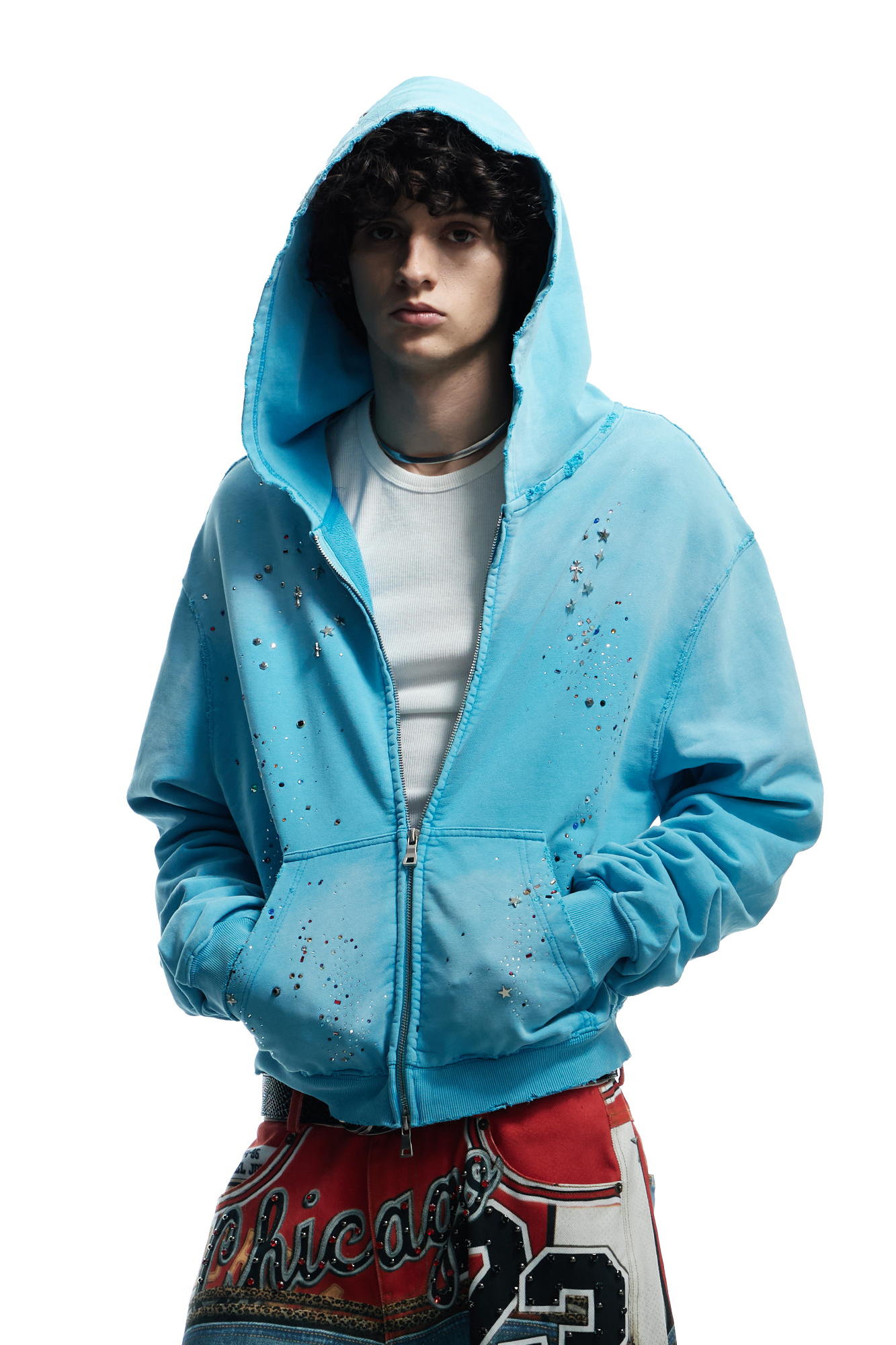 DND4DES Starry Diamond Washed Zip-Up Hoodie, premium urban and streetwear designers apparel on PROJECTISR.com, DND4DES