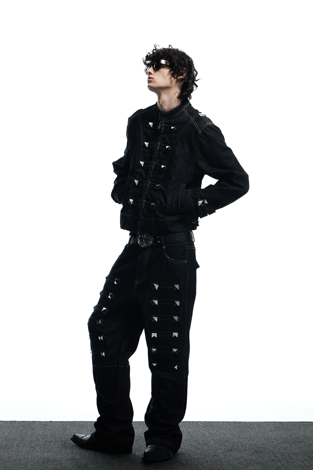 DND4DES Studded Raw Denim Flare Jeans, premium urban and streetwear designers apparel on PROJECTISR.com, DND4DES