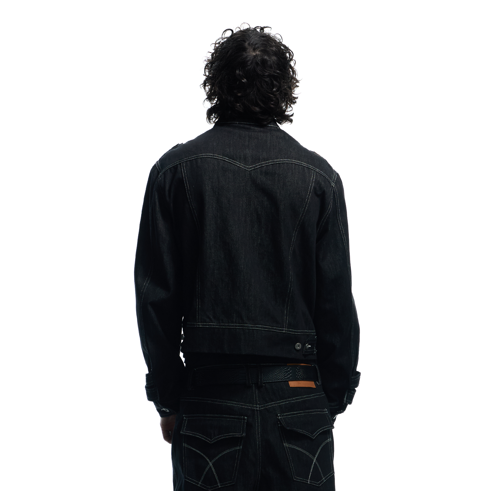 DND4DES Studded Stand Collar Raw Denim Jacket, premium urban and streetwear designers apparel on PROJECTISR.com, DND4DES