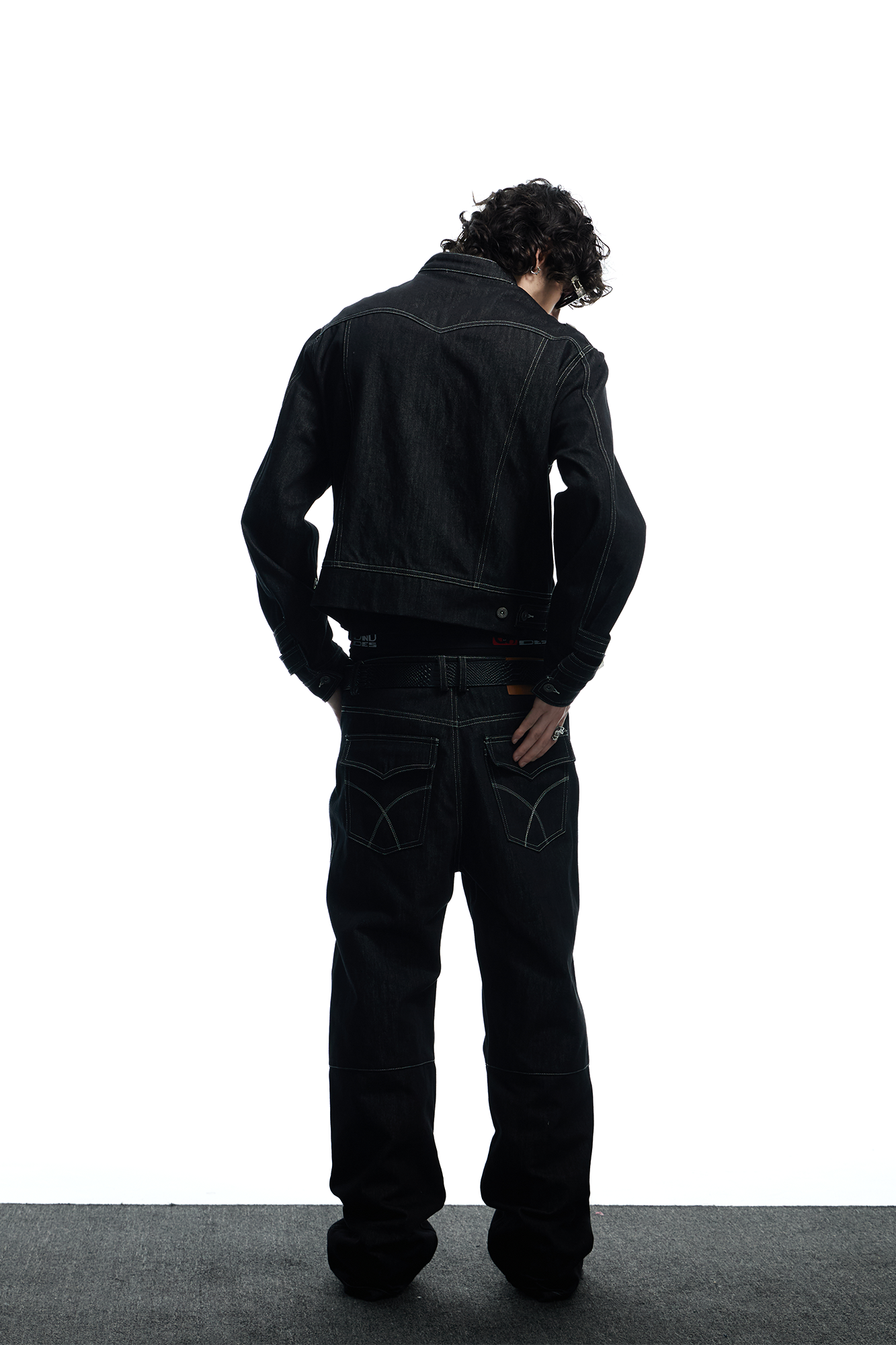 DND4DES Studded Stand Collar Raw Denim Jacket, premium urban and streetwear designers apparel on PROJECTISR.com, DND4DES