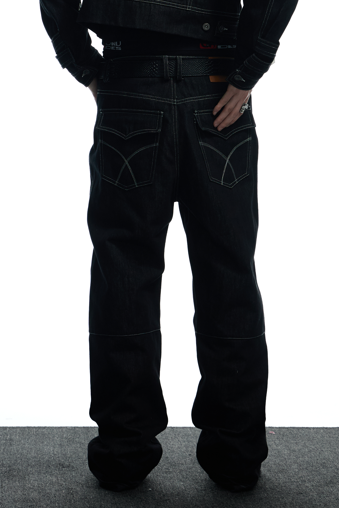 DND4DES Studded Raw Denim Flare Jeans, premium urban and streetwear designers apparel on PROJECTISR.com, DND4DES