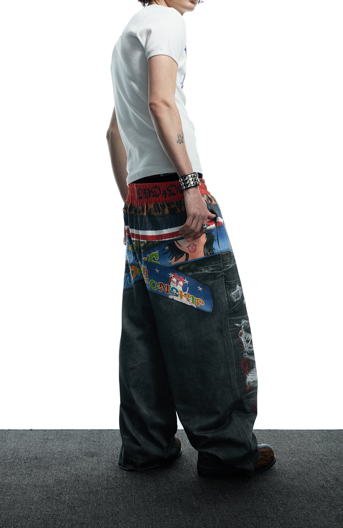 DND4DES Boxing Championship Belt Print Baggy Trousers, premium urban and streetwear designers apparel on PROJECTISR.com, DND4DES