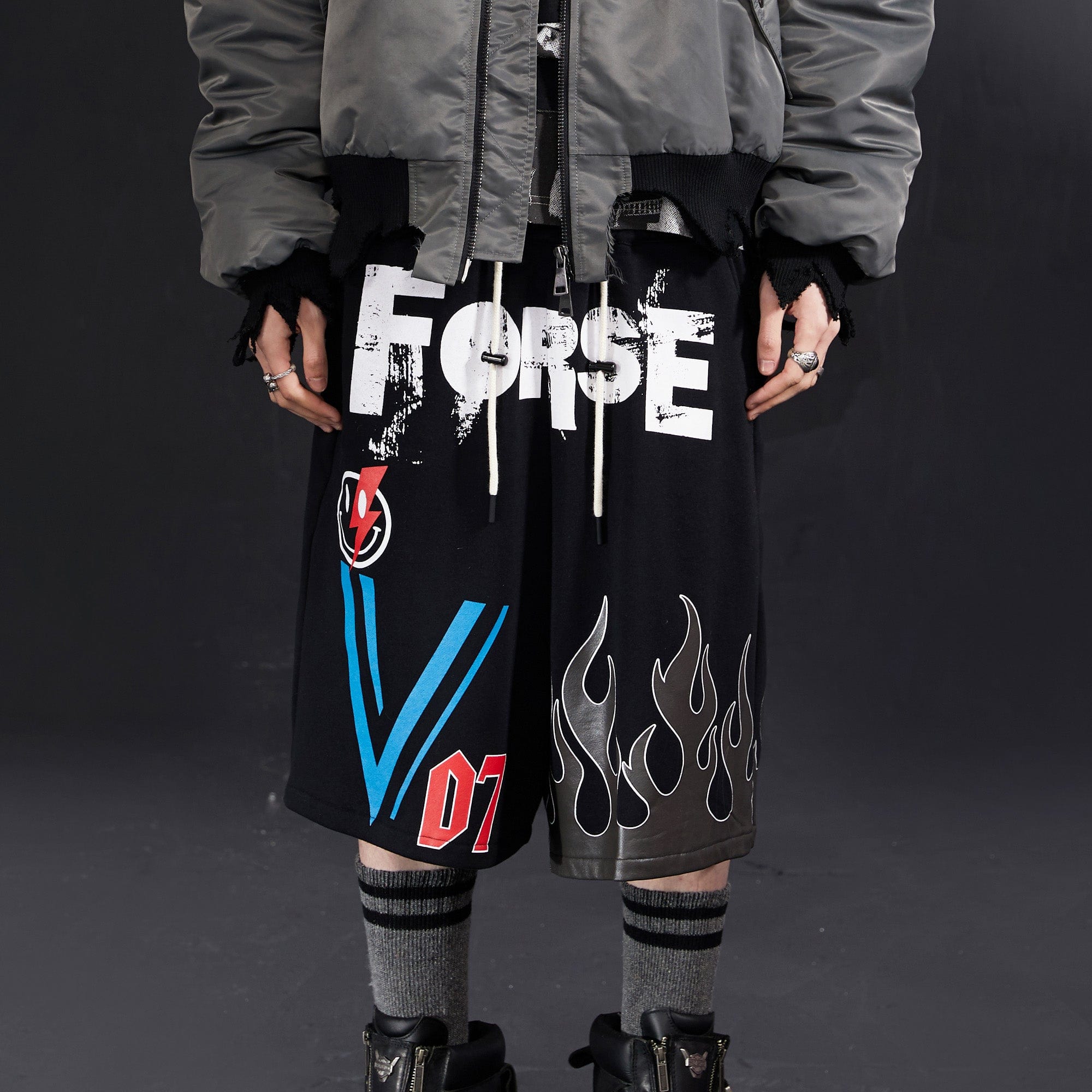 VENTUREK Graffiti Flame Graphic Drawstring Shorts, premium urban and streetwear designers apparel on PROJECTISR.com, VENTUREK