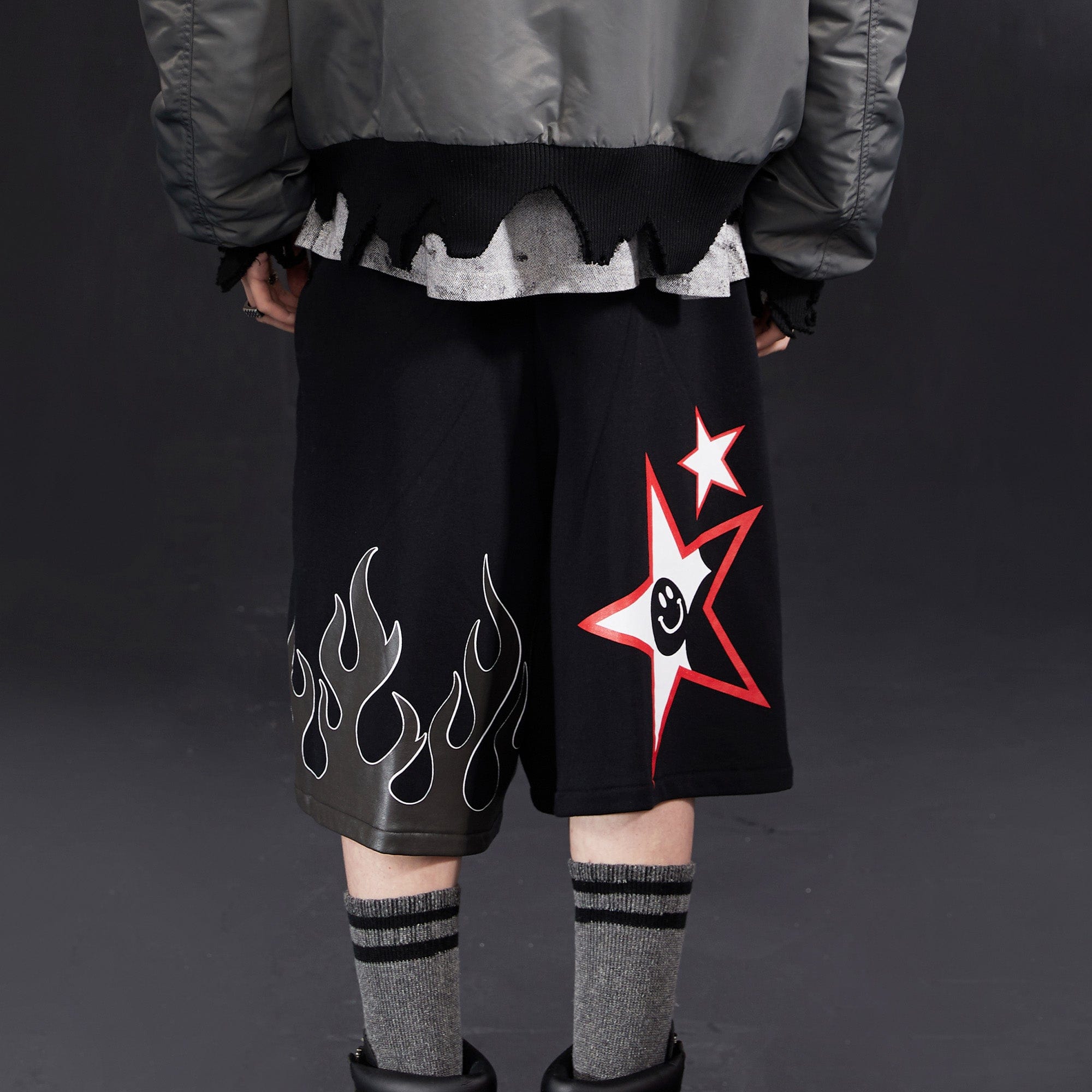 VENTUREK Graffiti Flame Graphic Drawstring Shorts, premium urban and streetwear designers apparel on PROJECTISR.com, VENTUREK