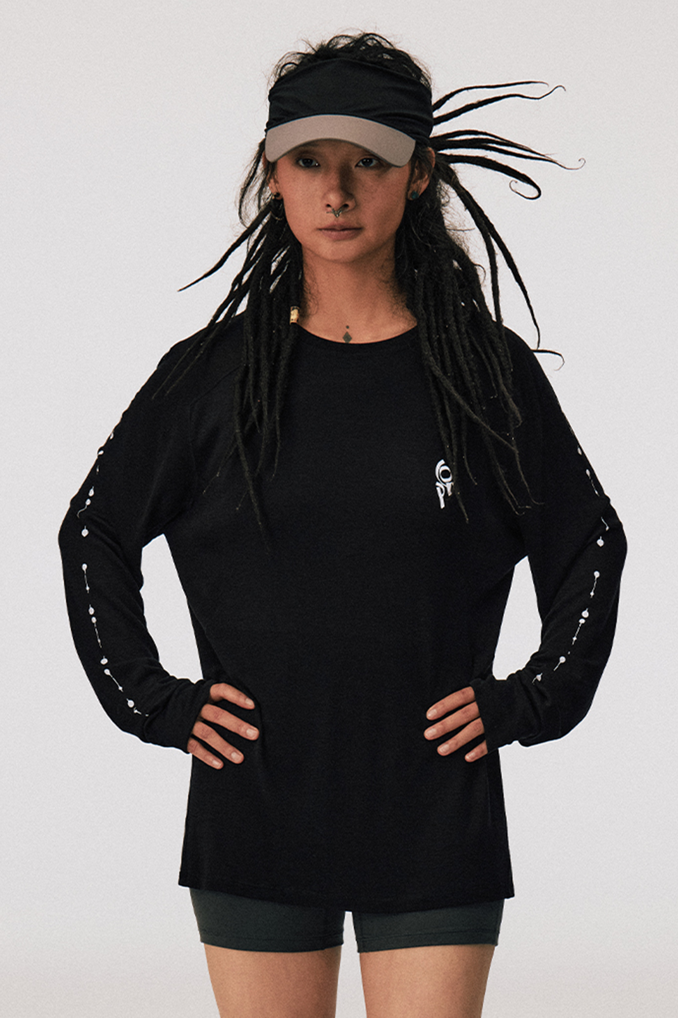 CONPCONP Cosmic Echo Graphic Long-Sleeve Tee Black