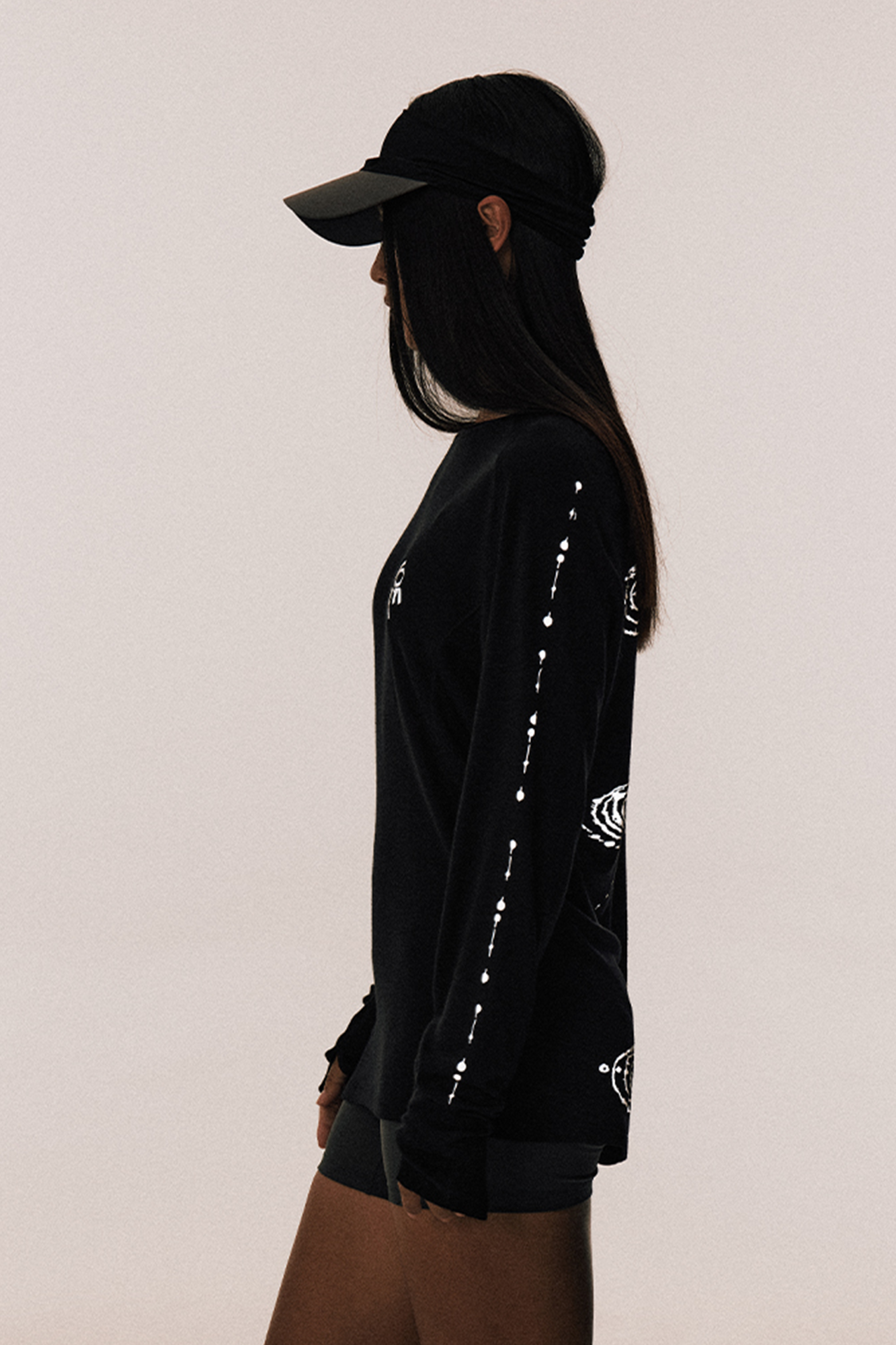 CONPCONP Cosmic Echo Graphic Long-Sleeve Tee Black