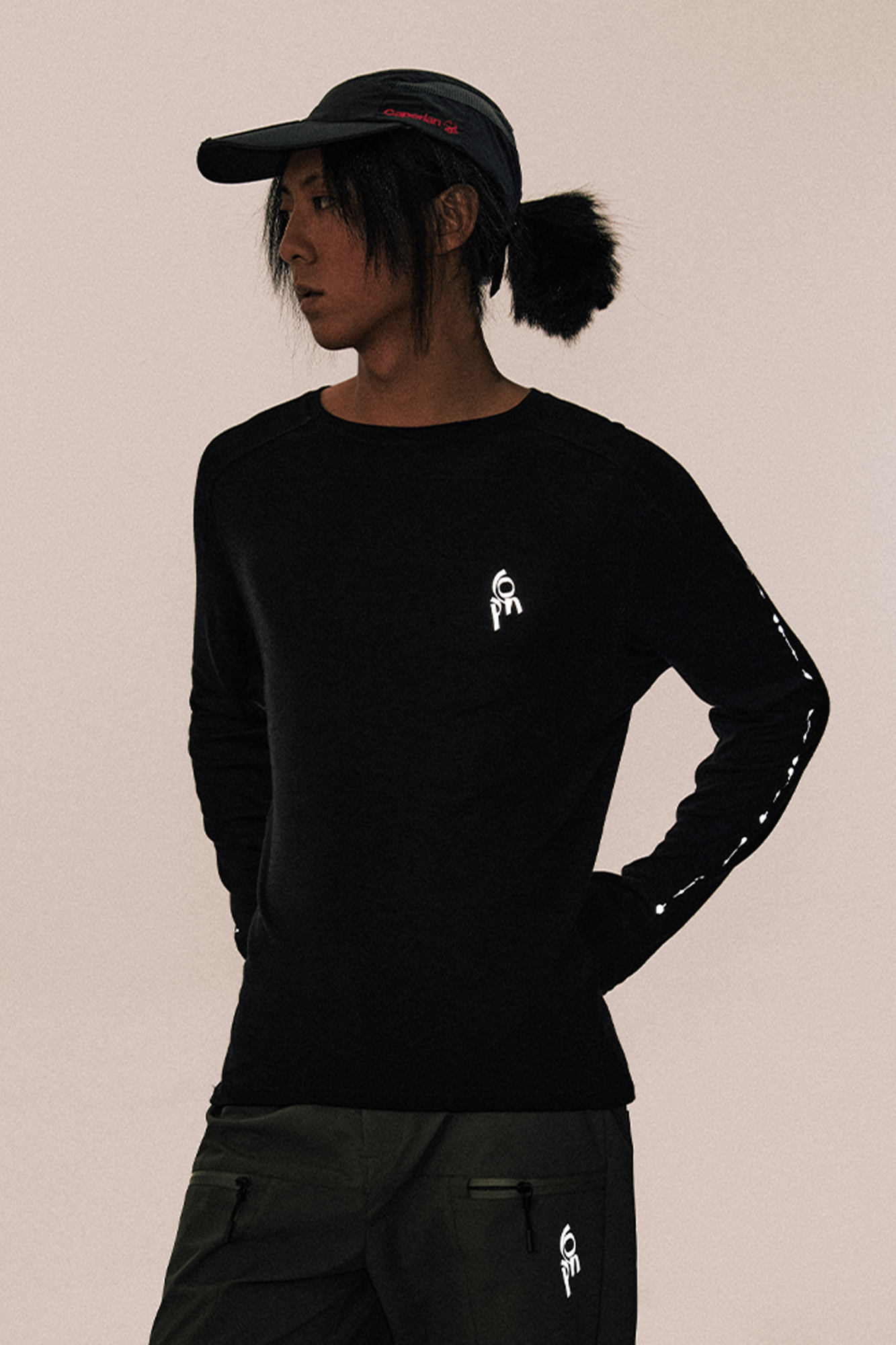 CONPCONP Cosmic Echo Graphic Long-Sleeve Tee Black