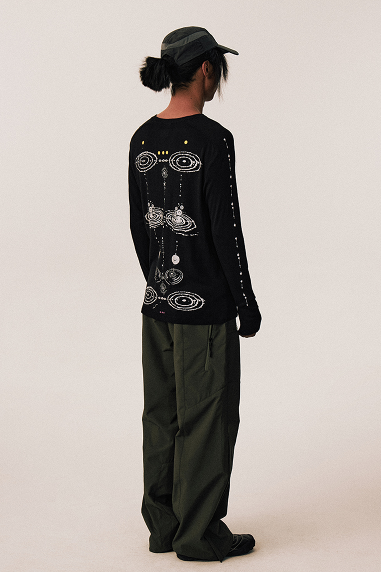 CONPCONP Cosmic Echo Graphic Long-Sleeve Tee Black