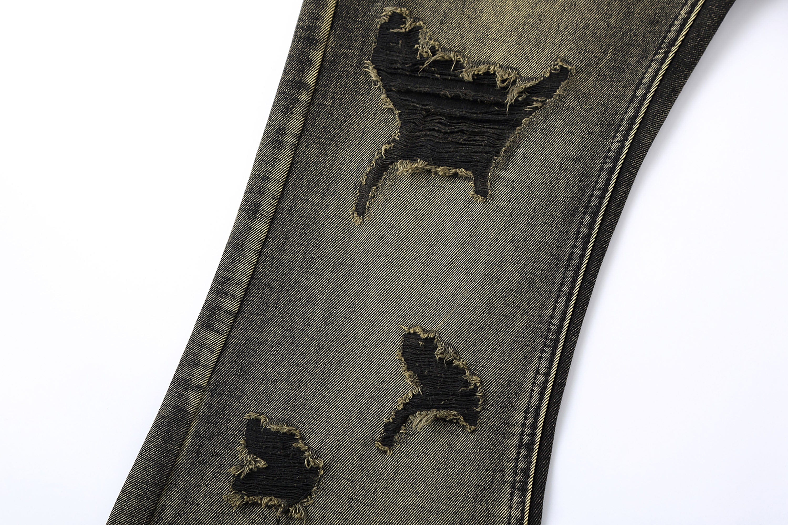 CLP Retro Distressed Ripped Flared Jeans, premium urban and streetwear designers apparel on PROJECTISR.com, CLP