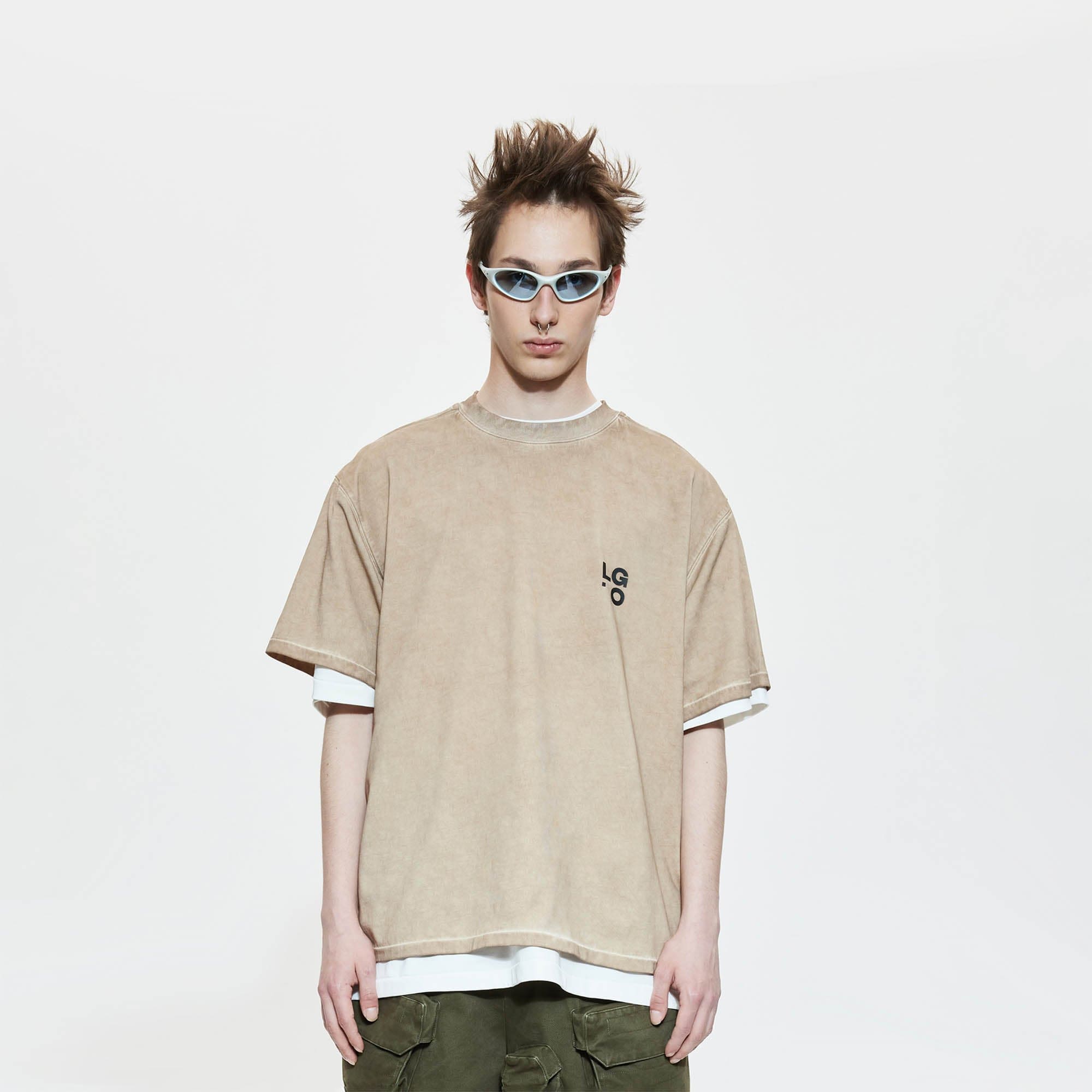 LIFEGOESON Distressed Curved Layered T-Shirt