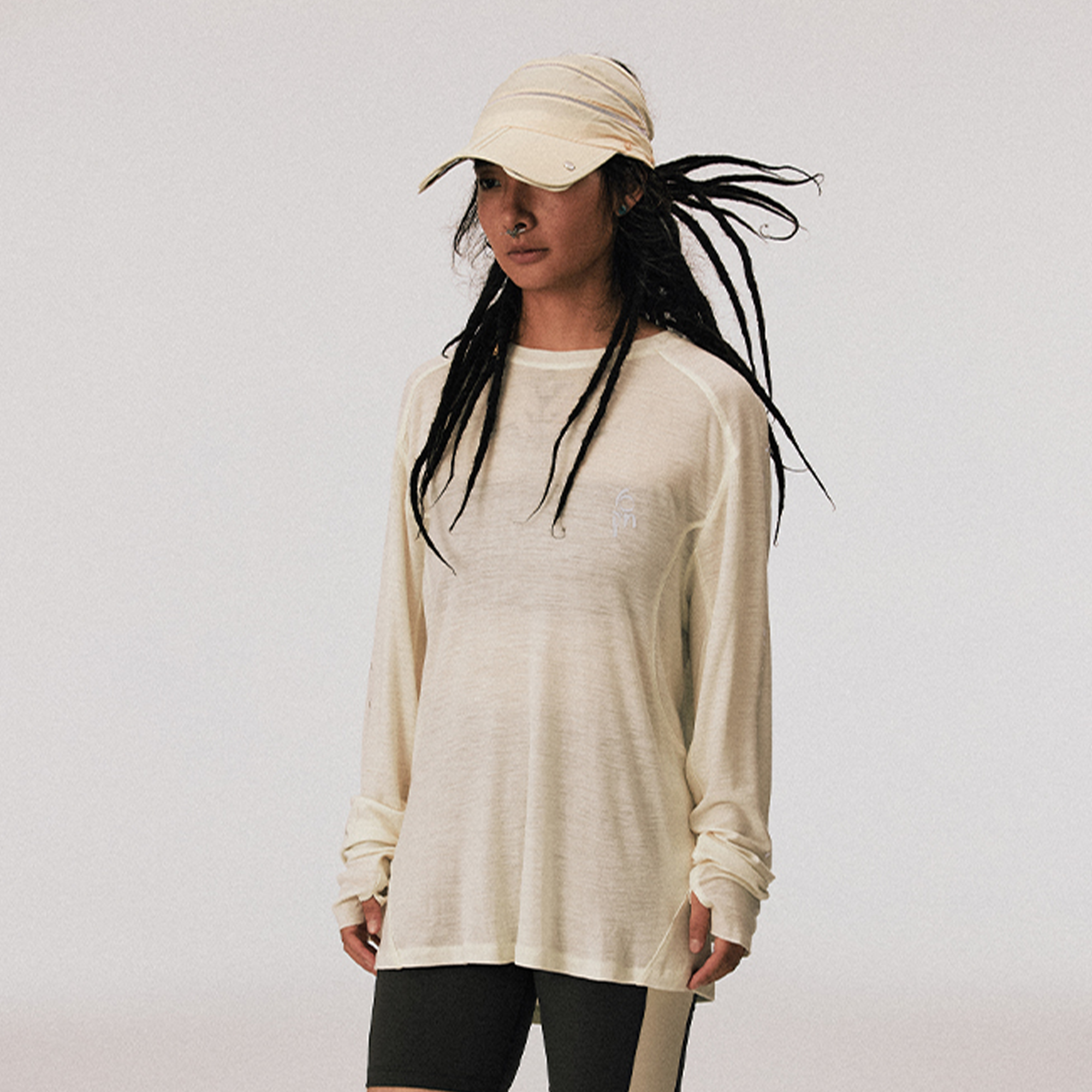 CONPCONP Cosmic Echo Graphic Long-Sleeve Tee White