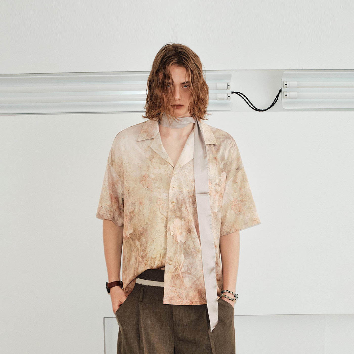 KREATE Pastel Blossom Cuban Half Shirt