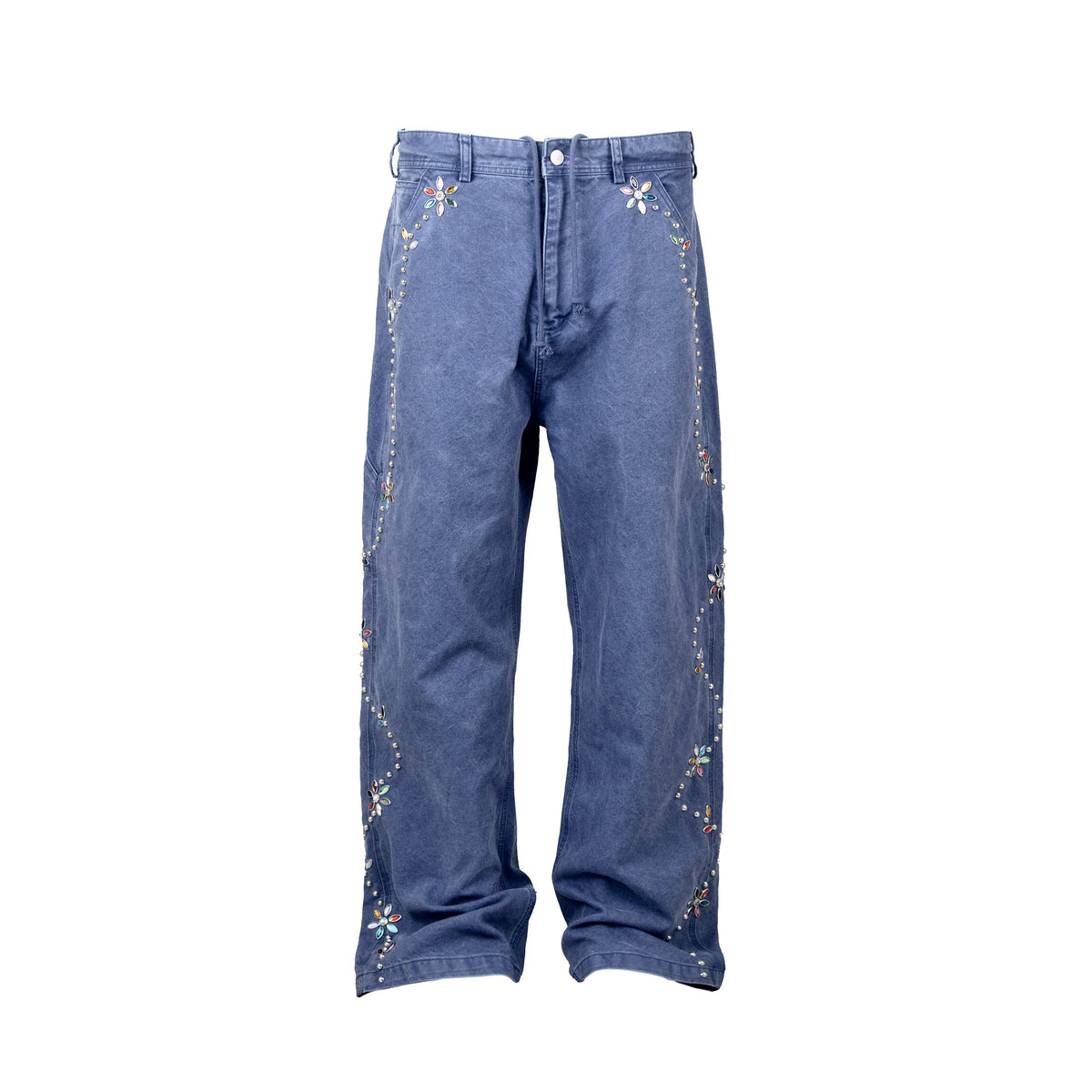 ZWDH Studded Floral Straight-Leg Jeans — square · front