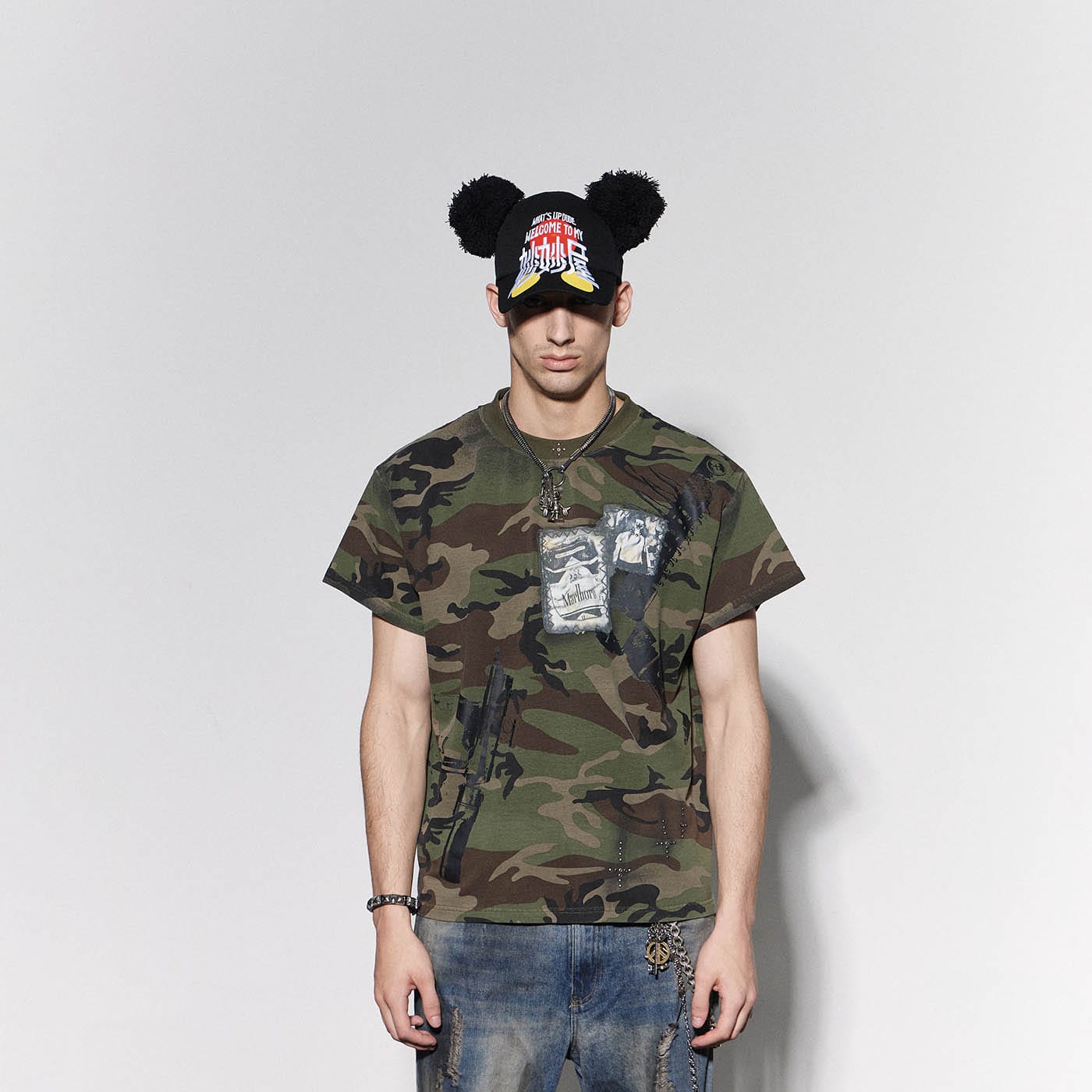 DND4DES Graffiti Camo Rivet T-Shirt, premium urban and streetwear designers apparel on PROJECTISR.com, DND4DES