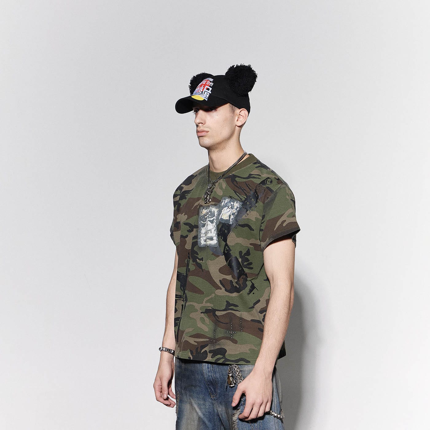 DND4DES Graffiti Camo Rivet T-Shirt, premium urban and streetwear designers apparel on PROJECTISR.com, DND4DES