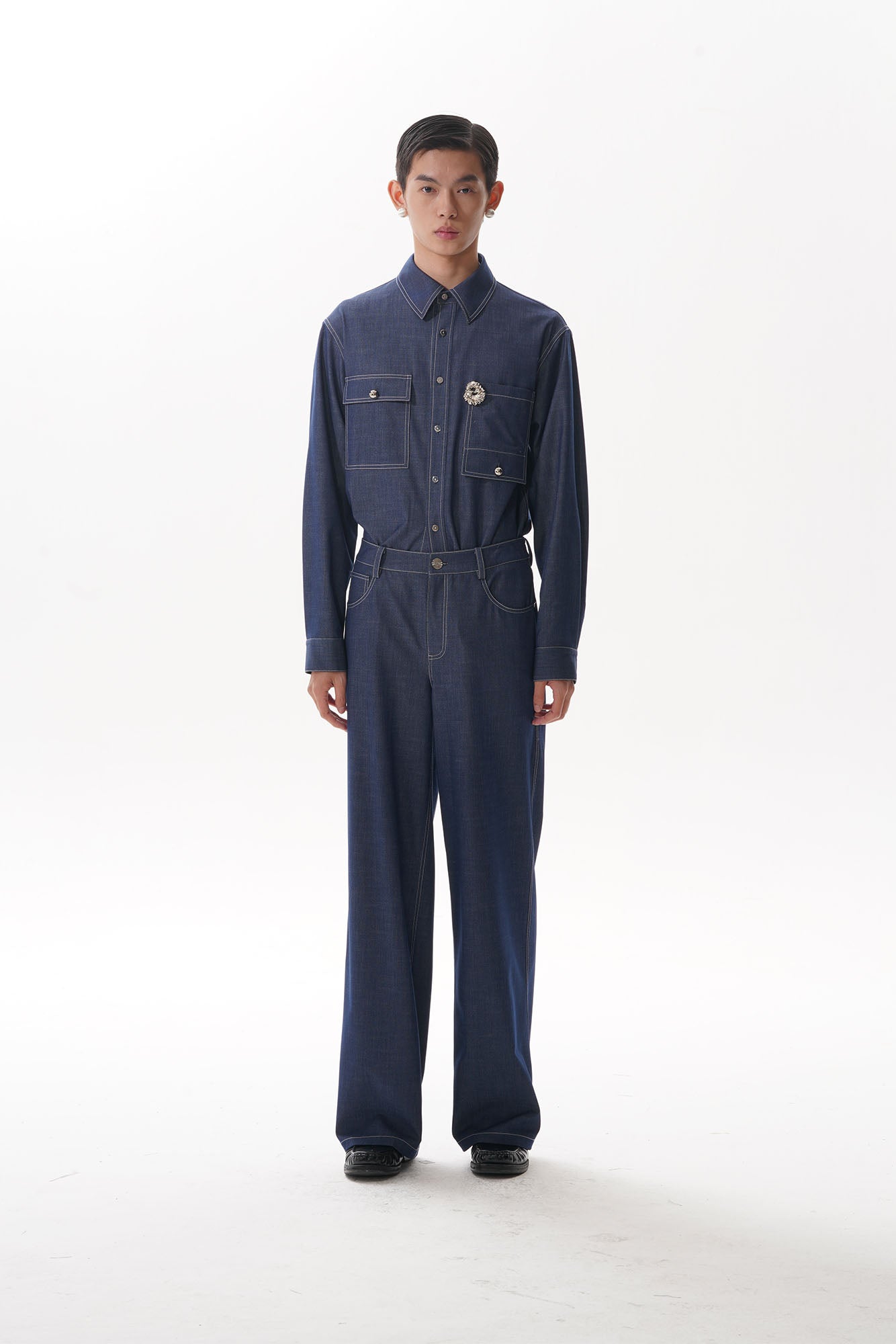ORAL UTOPIA Classical Contrast-Stitched Straight-Leg Jeans, premium urban and streetwear designers apparel on PROJECTISR.com, ORAL UTOPIA