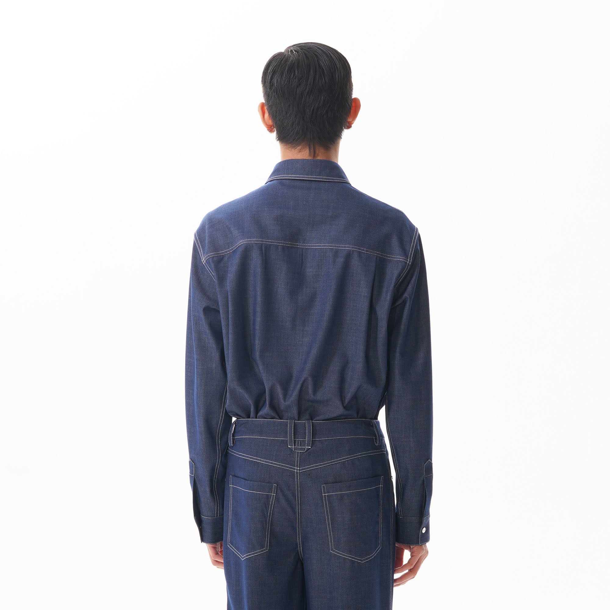 ORAL UTOPIA Classical Contrast-Stitched Utility Denim Shirt, premium urban and streetwear designers apparel on PROJECTISR.com, ORAL UTOPIA