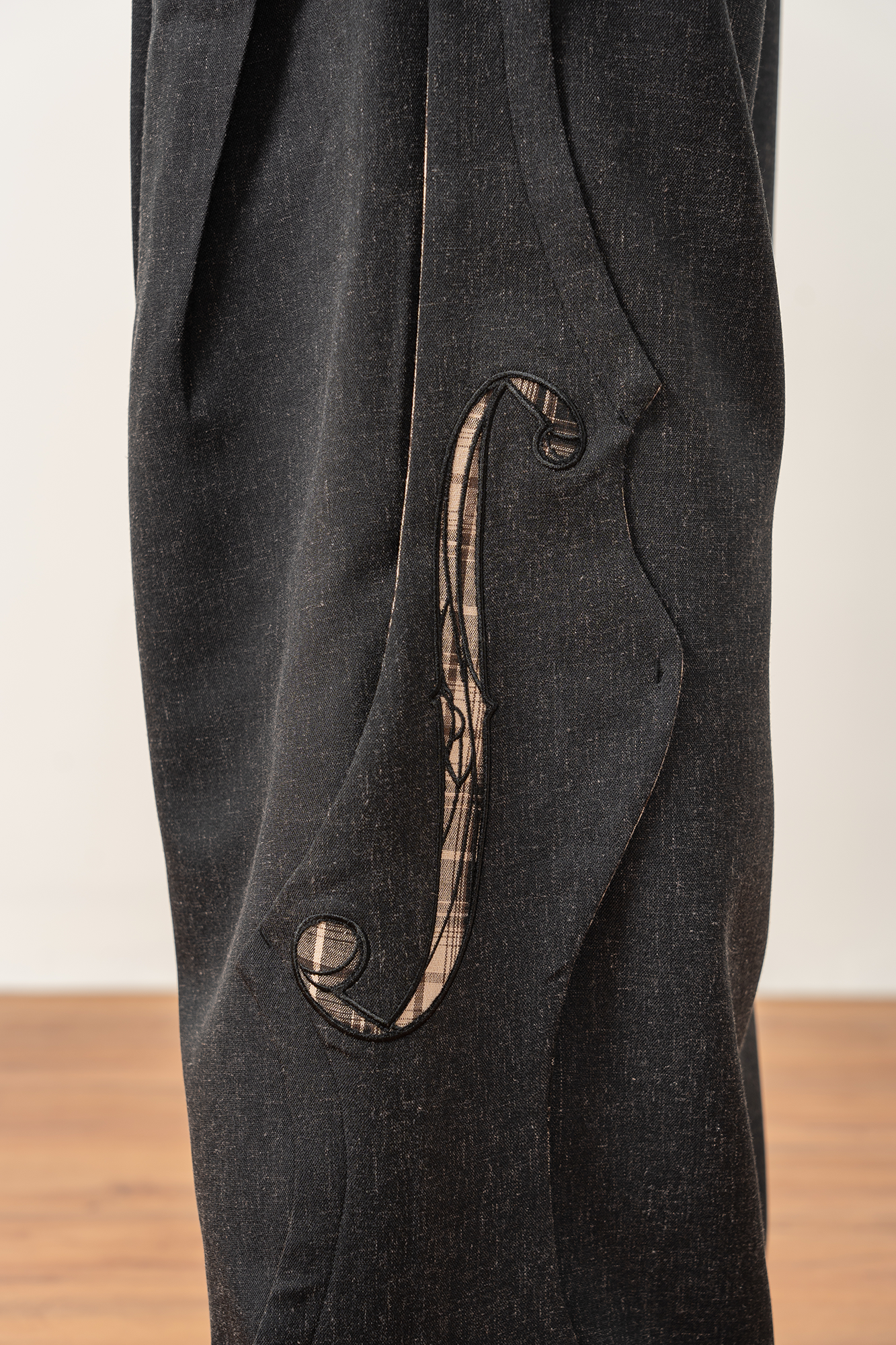 MOITIEDEPETALE Pleats Patch Wide-Leg Trousers