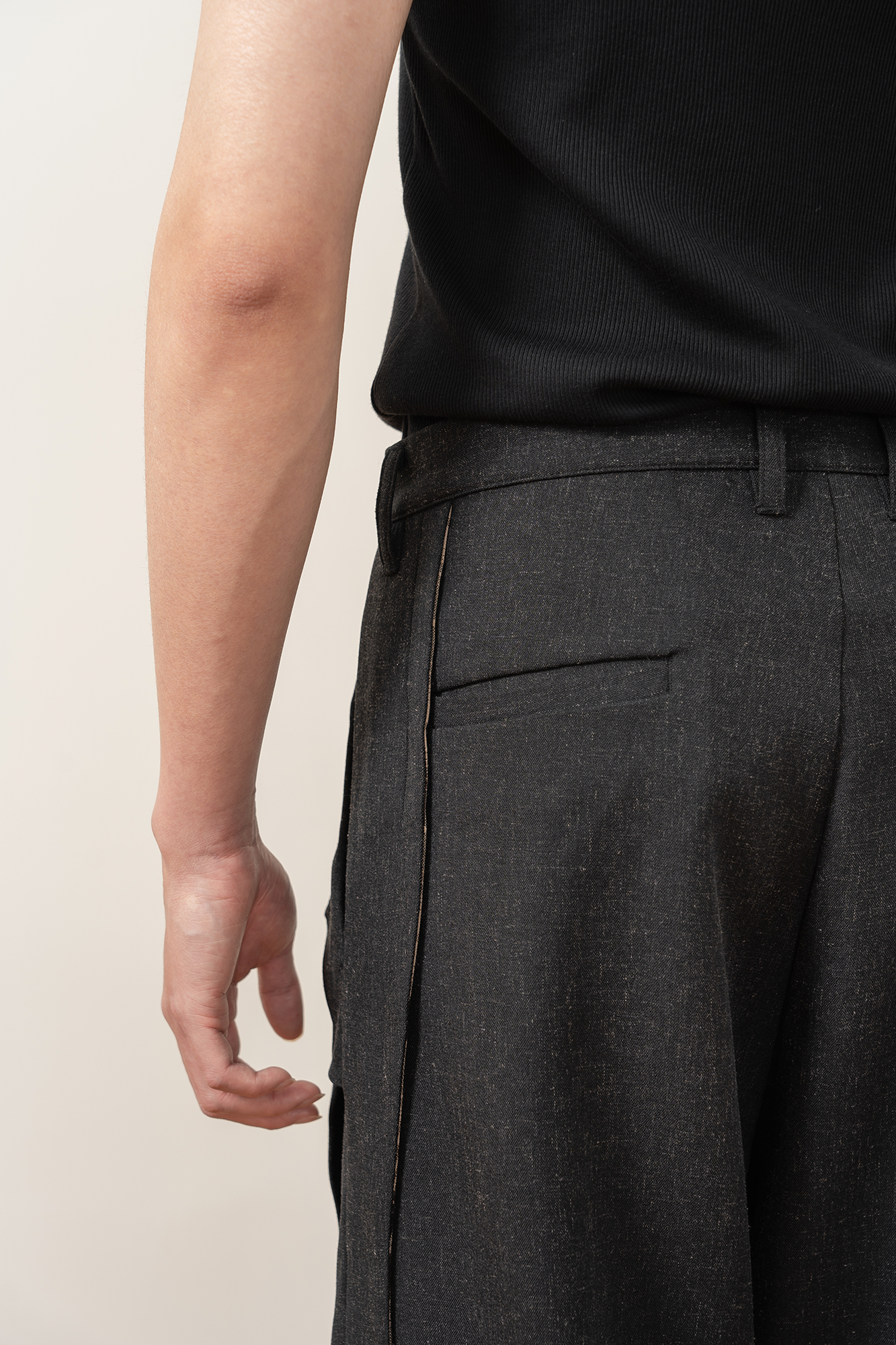 MOITIEDEPETALE Pleats Patch Wide-Leg Trousers
