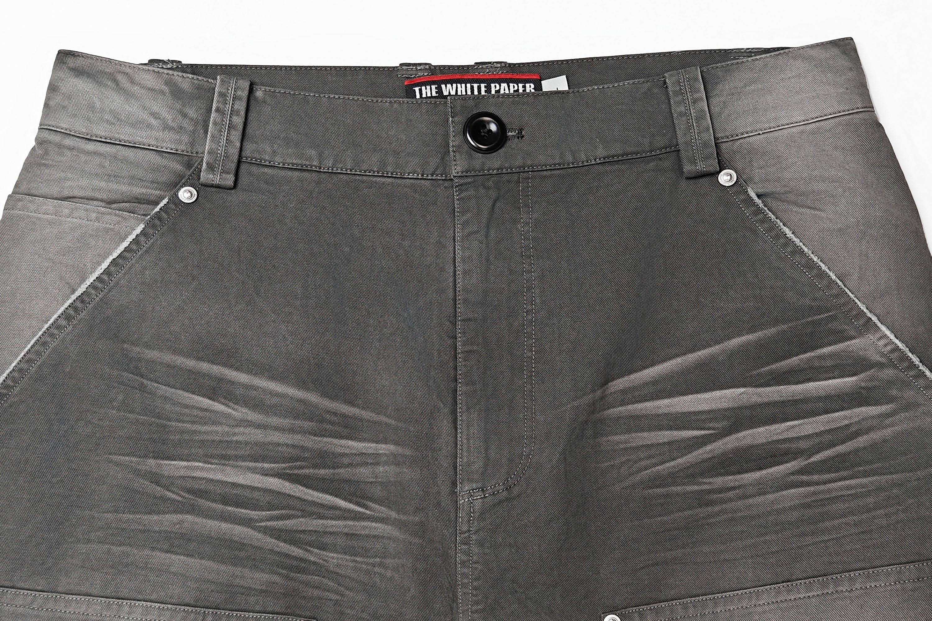 FACEONLAB Distressed Washed Double-Knee Pants