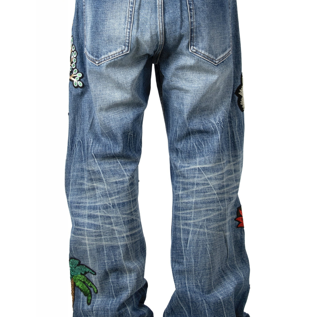 ZWDH Embroidered Washed Crinkled Straight-Leg Jeans — square · back