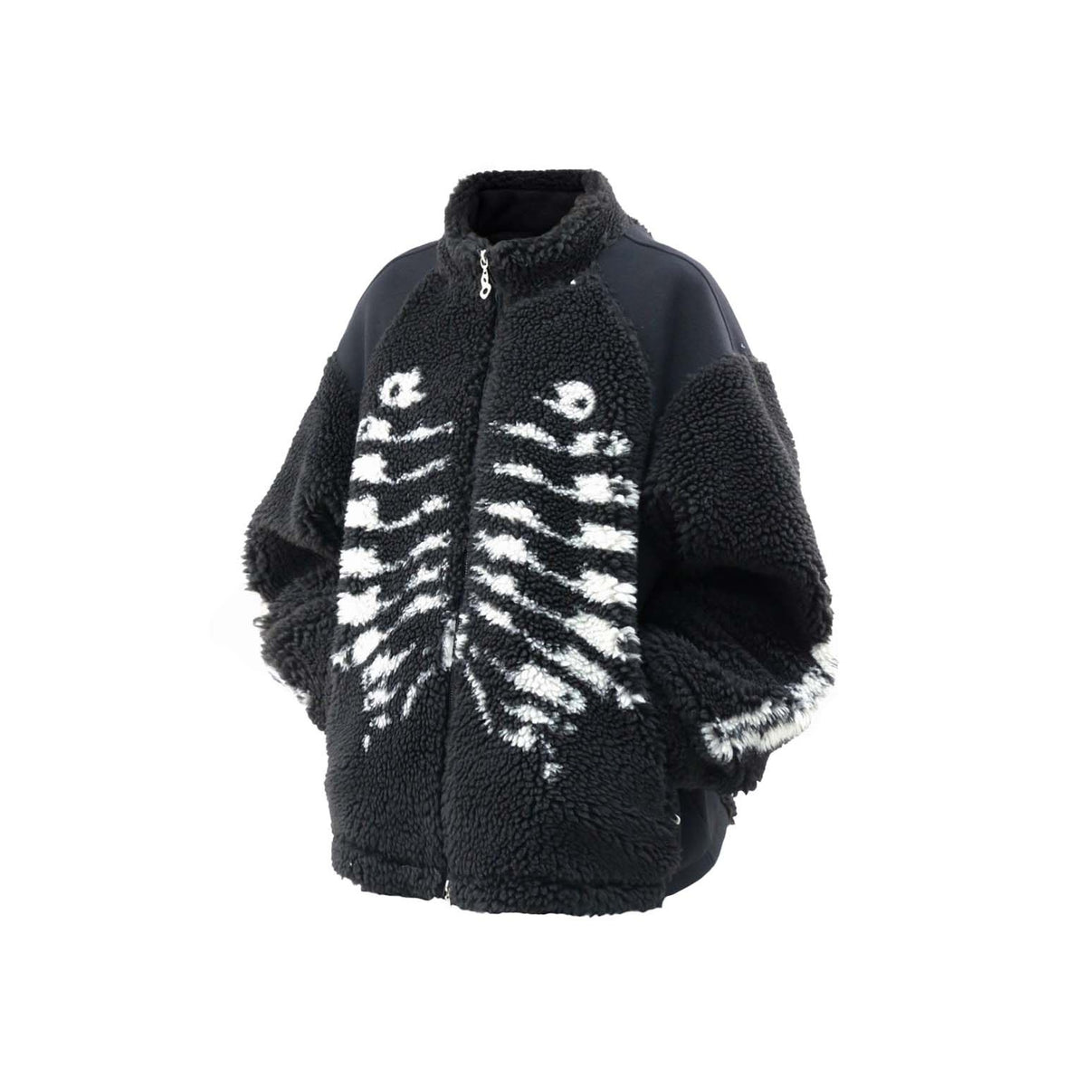 RELABEL Bone Graphic Wool-Blend Deconstructed Spliced Stand-Collar Coat — square · front