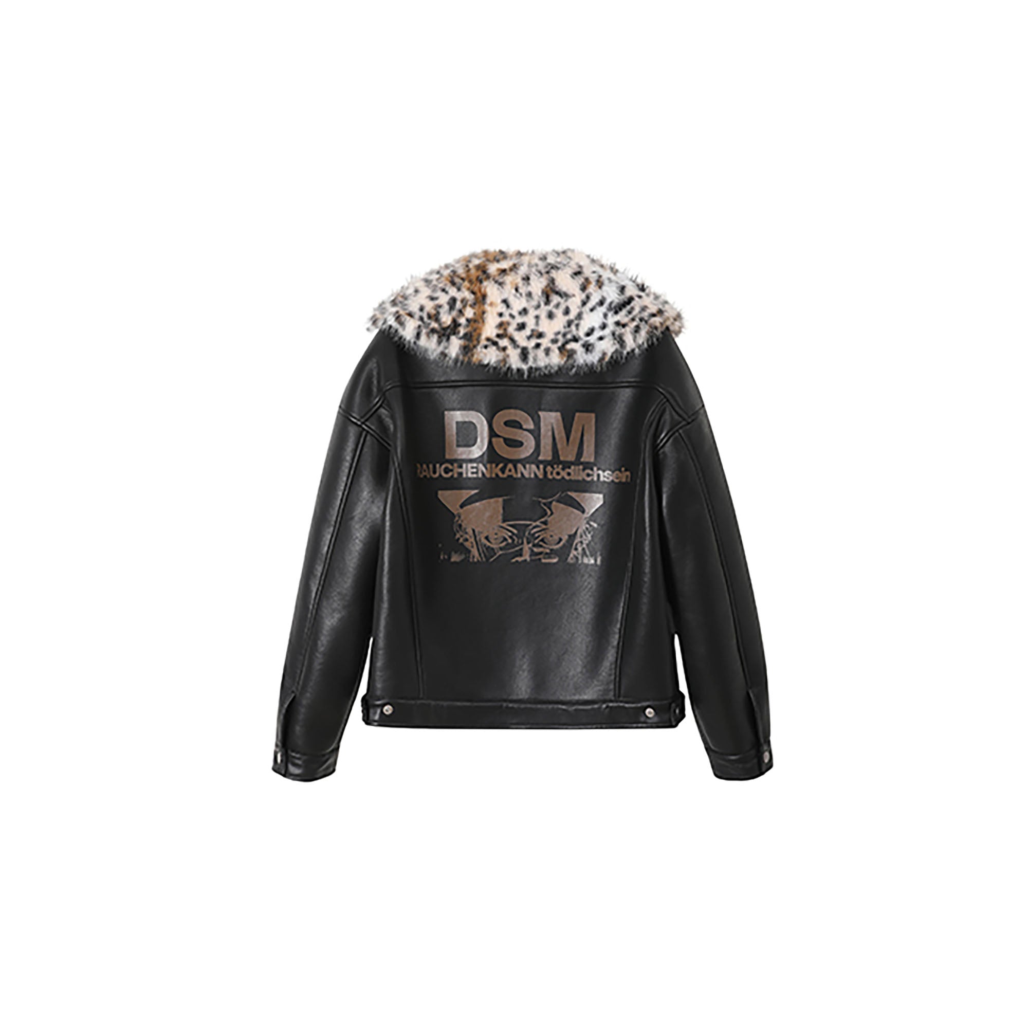 DONSMOKE × NANA Detachable Leopard Collar PU Jacket, premium urban and streetwear designers apparel on PROJECTISR.com, DONSMOKE