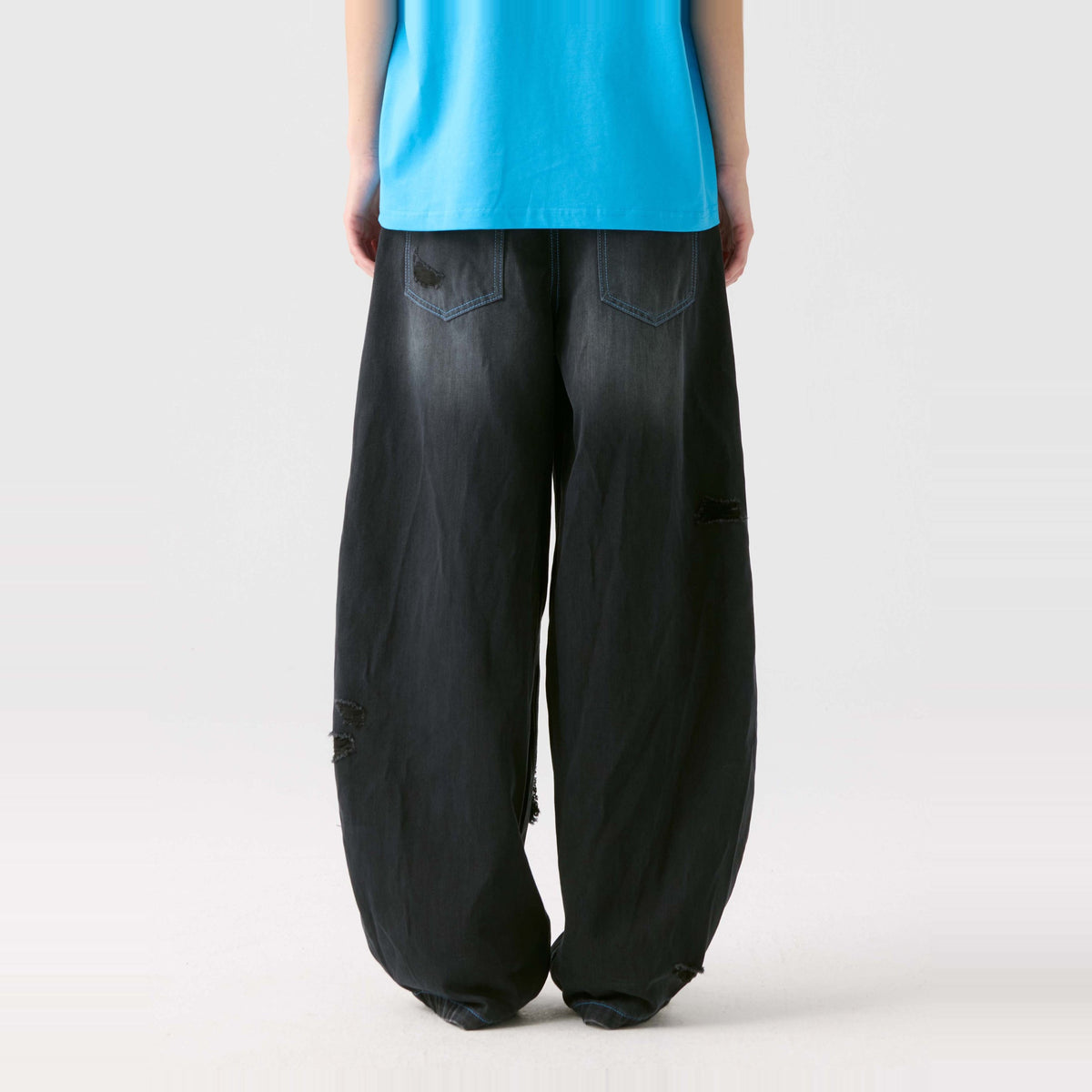 HAHAHA STUDIOS Distressed Washed Wide-Leg Jeans — square · back