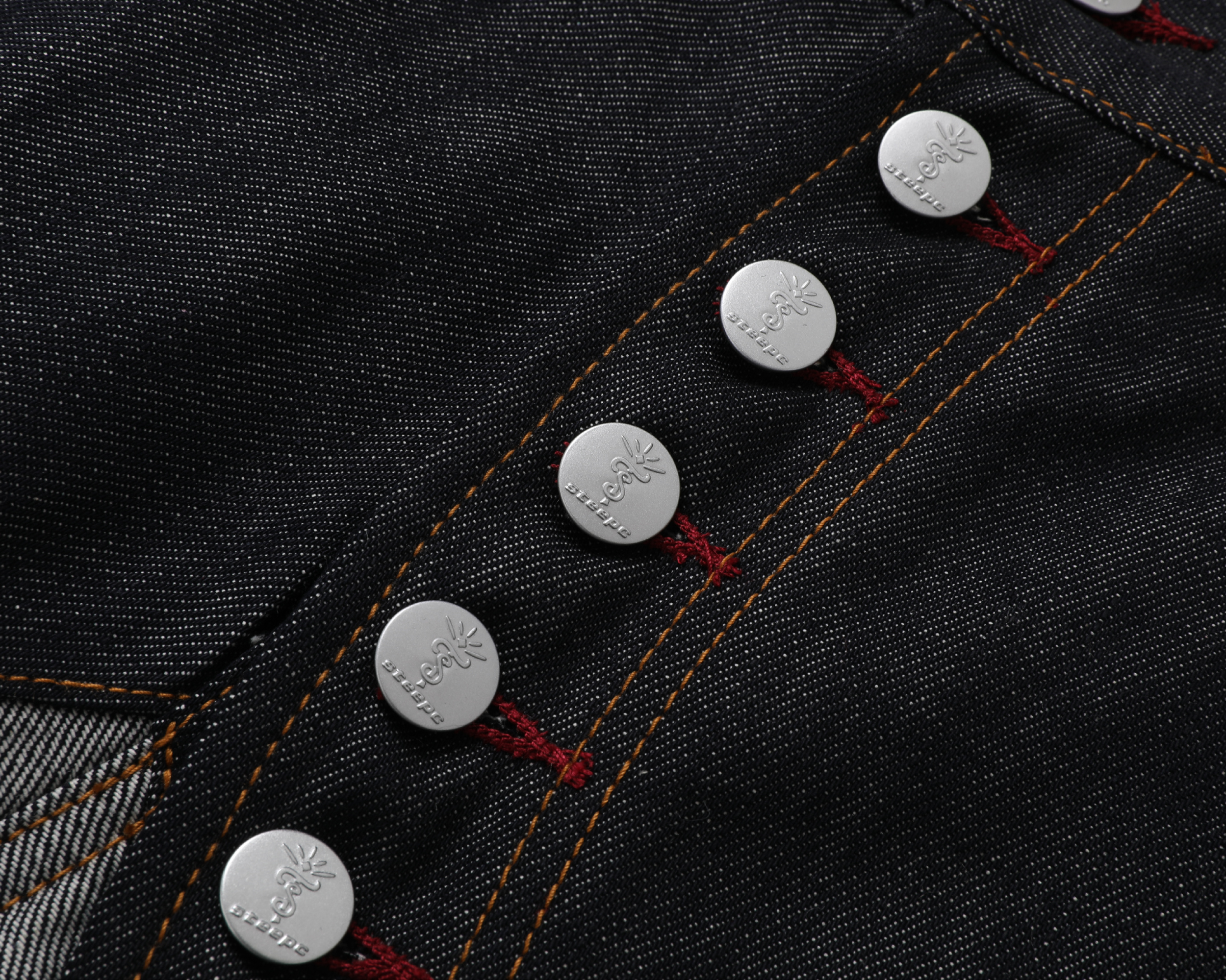 STEEPC Inverted Panel Snap-Fly Raw Jeans, premium urban and streetwear designers apparel on PROJECTISR.com, STEEPC