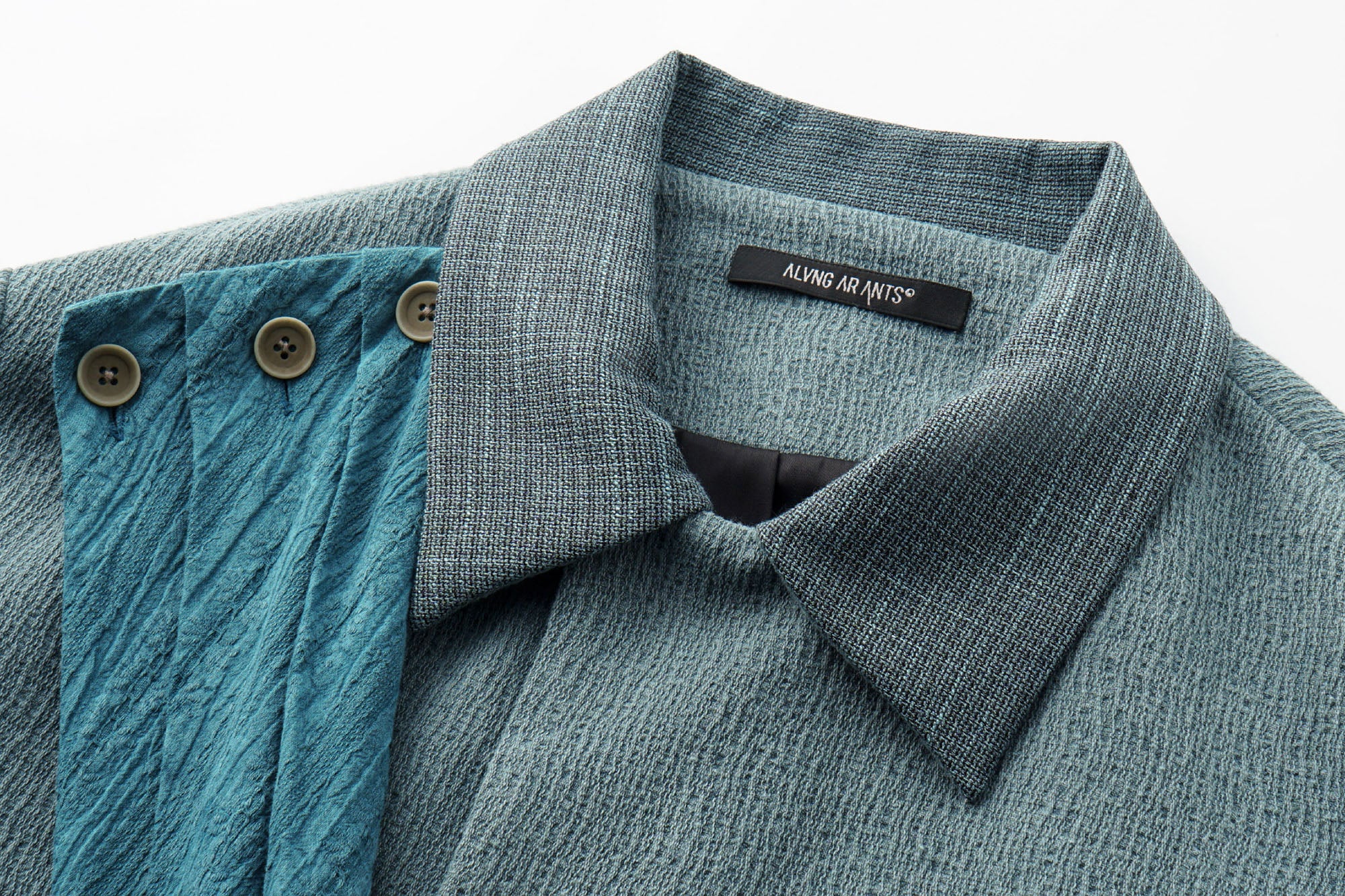 ALVNG AR ANTS Asymmetric Scarf Linen-Blend Jacket