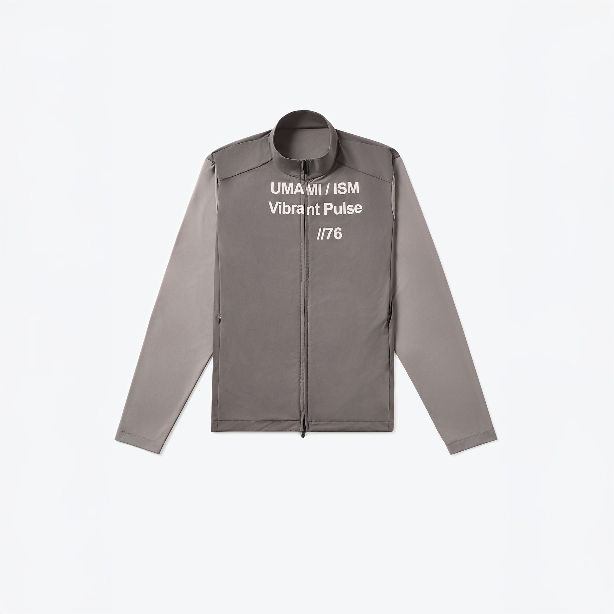 UMAMIISM Slogan Contrast Sleeve Mock Neck UV Protection Jacket, premium urban and streetwear designers apparel on PROJECTISR.com, UMAMIISM