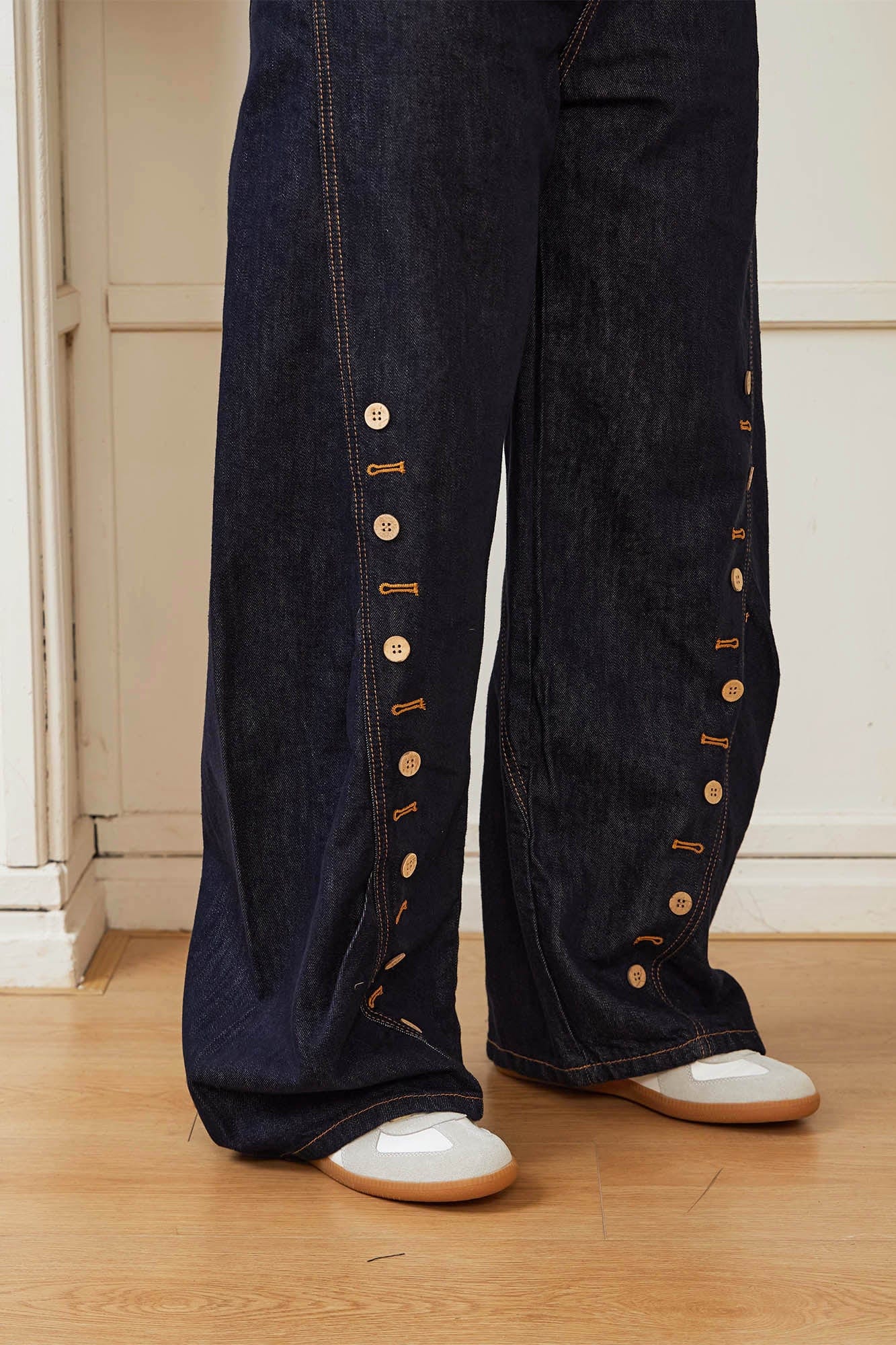 Snap Jeans With Buttons Down The Side KREATE Button-Trim
