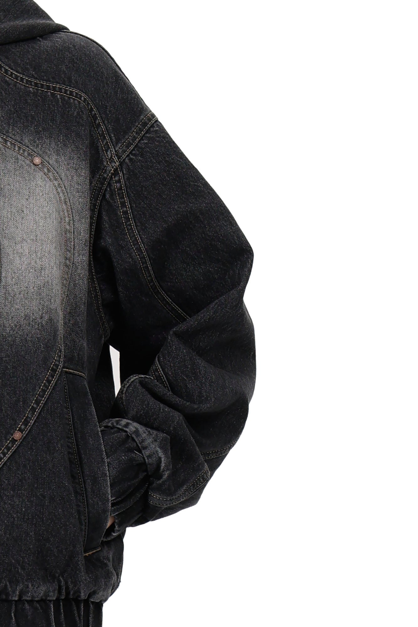 VANN VALRENCE Washed Spliced Cotton Denim Jacket, premium urban and streetwear designers apparel on PROJECTISR.com, VANN VALRENCE