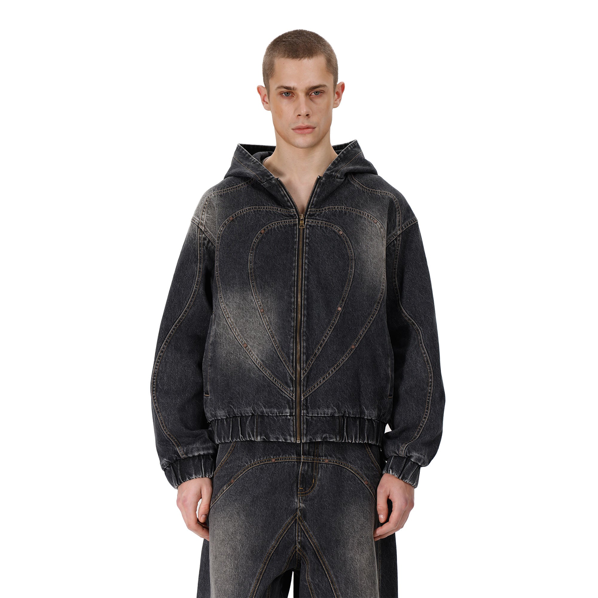 VANN VALRENCE Washed Spliced Cotton Denim Jacket, premium urban and streetwear designers apparel on PROJECTISR.com, VANN VALRENCE