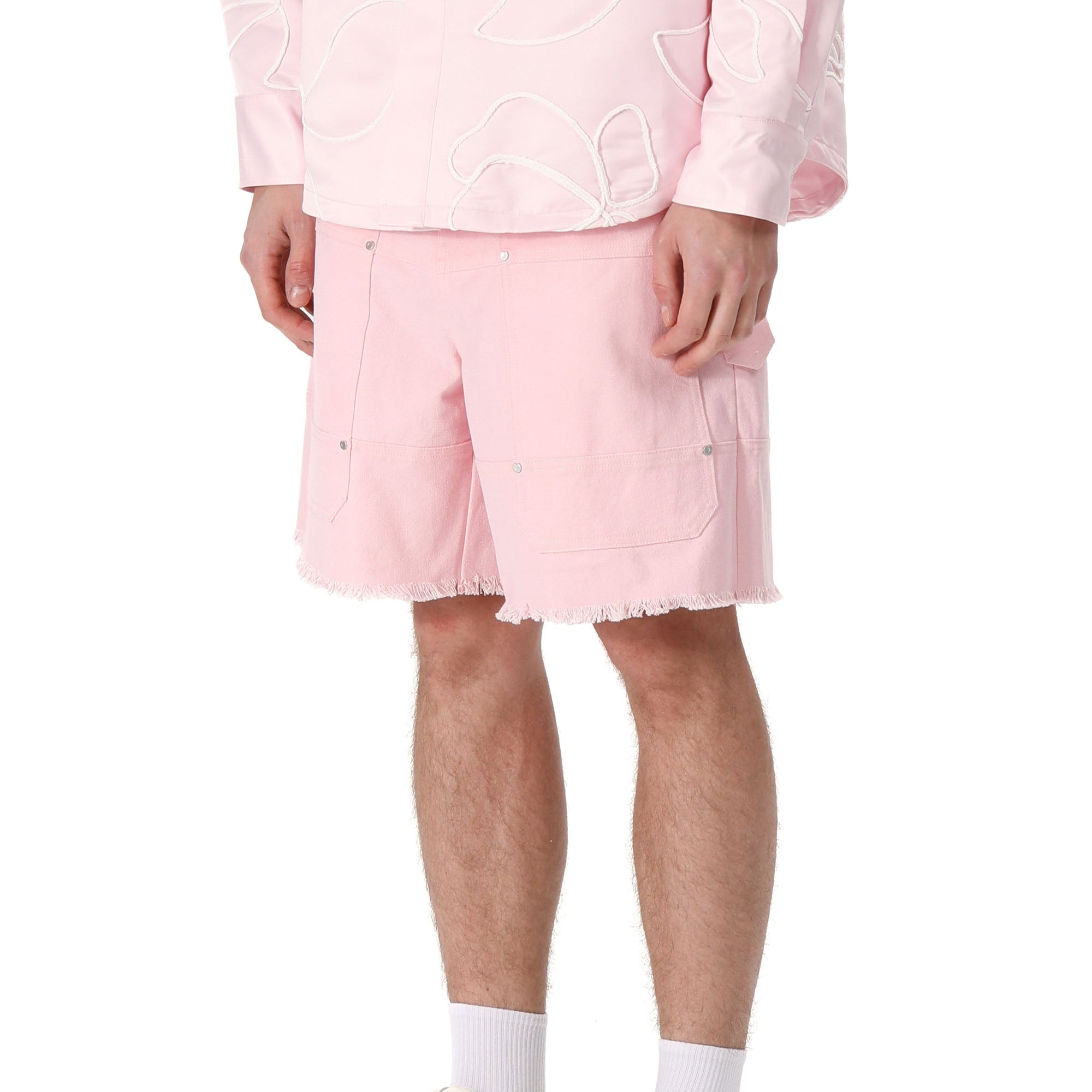 VANN VALRENCE Belt Raw-Edge Cotton Shorts, premium urban and streetwear designers apparel on PROJECTISR.com, VANN VALRENCE