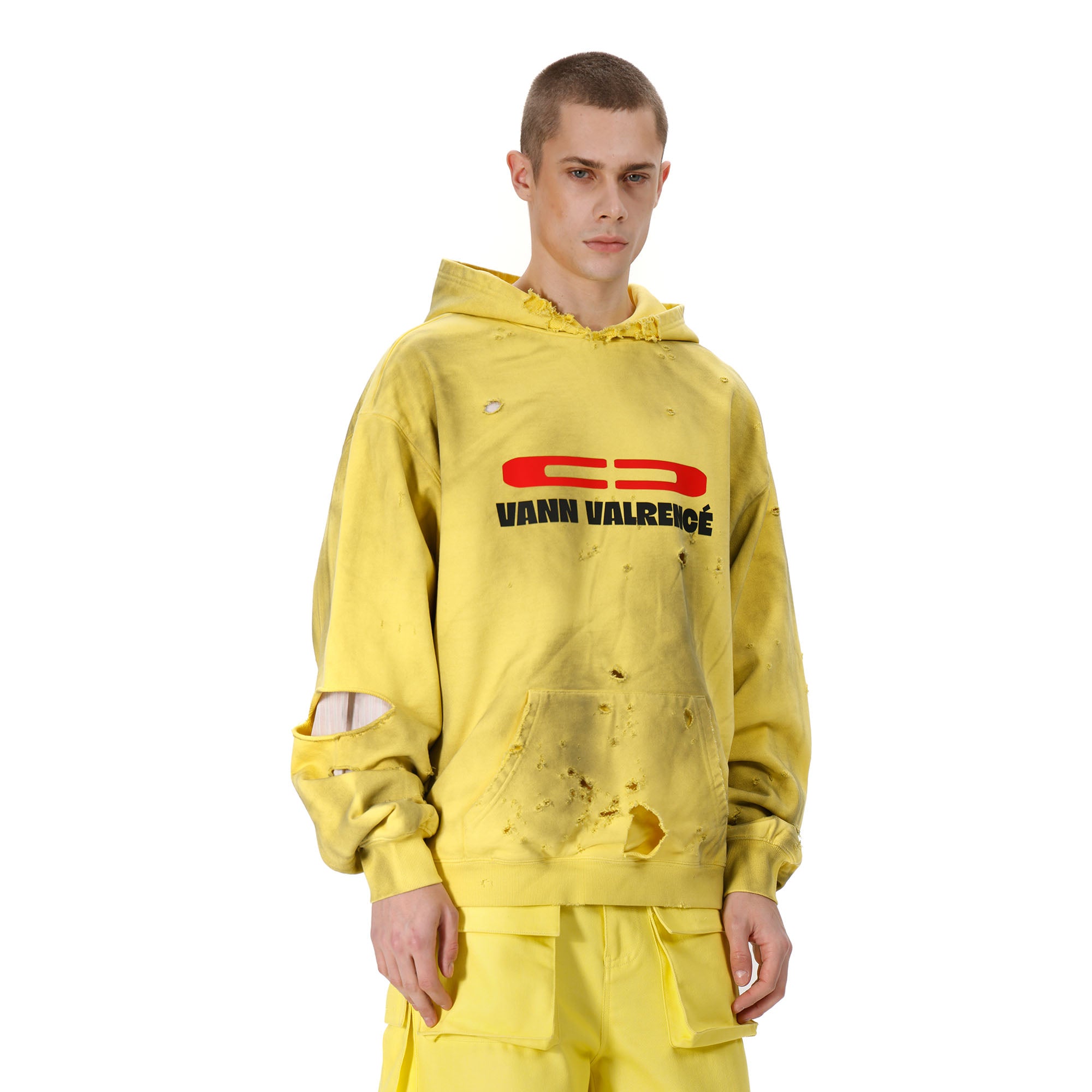 VANN VALRENCE Washed Reversible Distressed Hoodie, premium urban and streetwear designers apparel on PROJECTISR.com, VANN VALRENCE