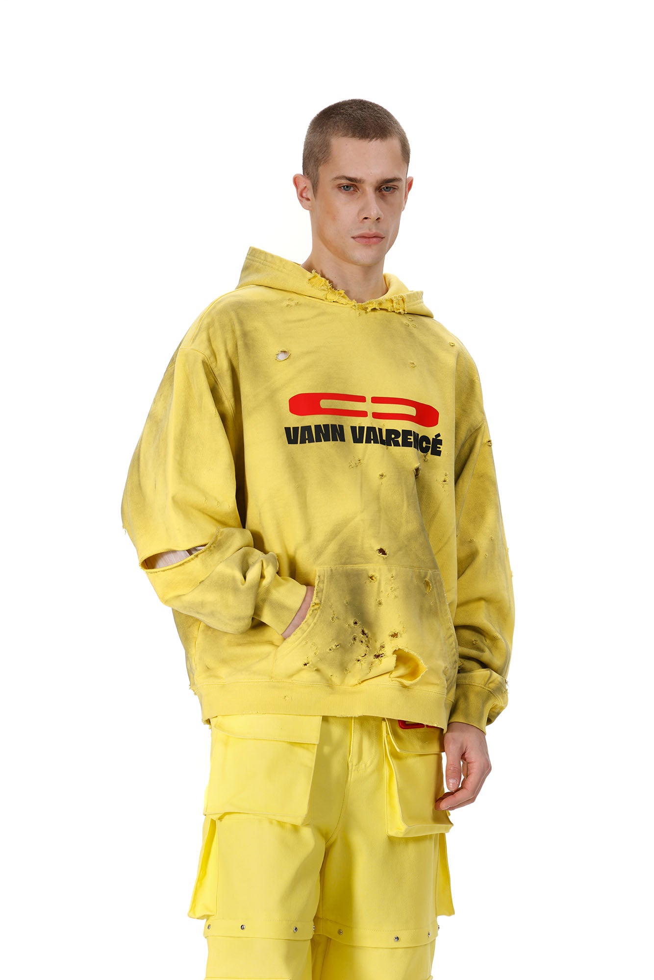 VANN VALRENCE Washed Reversible Distressed Hoodie, premium urban and streetwear designers apparel on PROJECTISR.com, VANN VALRENCE