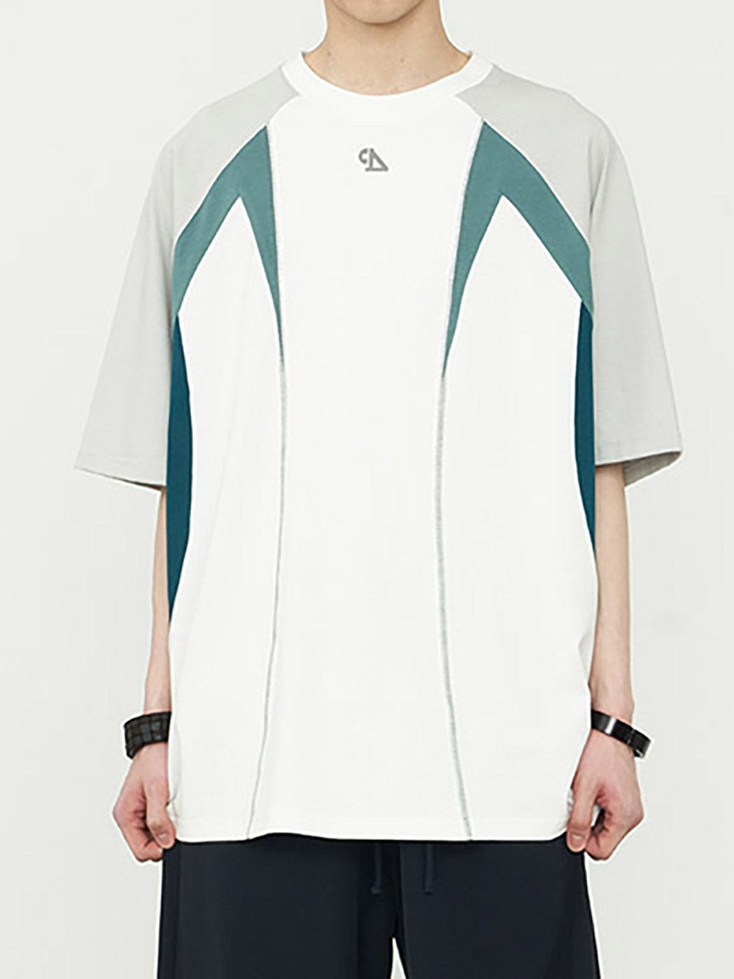 49PERCENT Contrast Spliced T-Shirt, premium urban and streetwear designers apparel on PROJECTISR.com, 49PERCENT