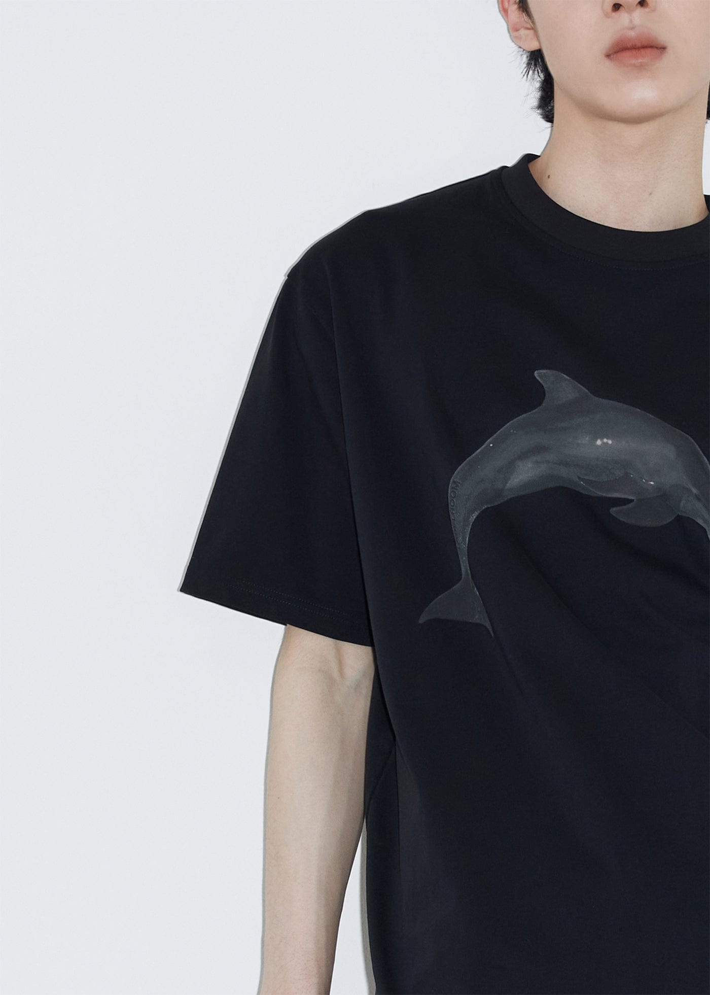 49PERCENT Black Dolphin T-Shirt, premium urban and streetwear designers apparel on PROJECTISR.com, 49PERCENT