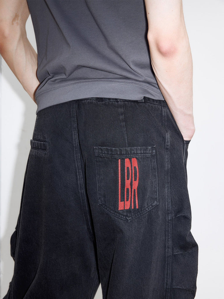 49PERCENT Oversize Pleated Washed Baggy Jeans, premium urban and streetwear designers apparel on PROJECTISR.com, 49PERCENT