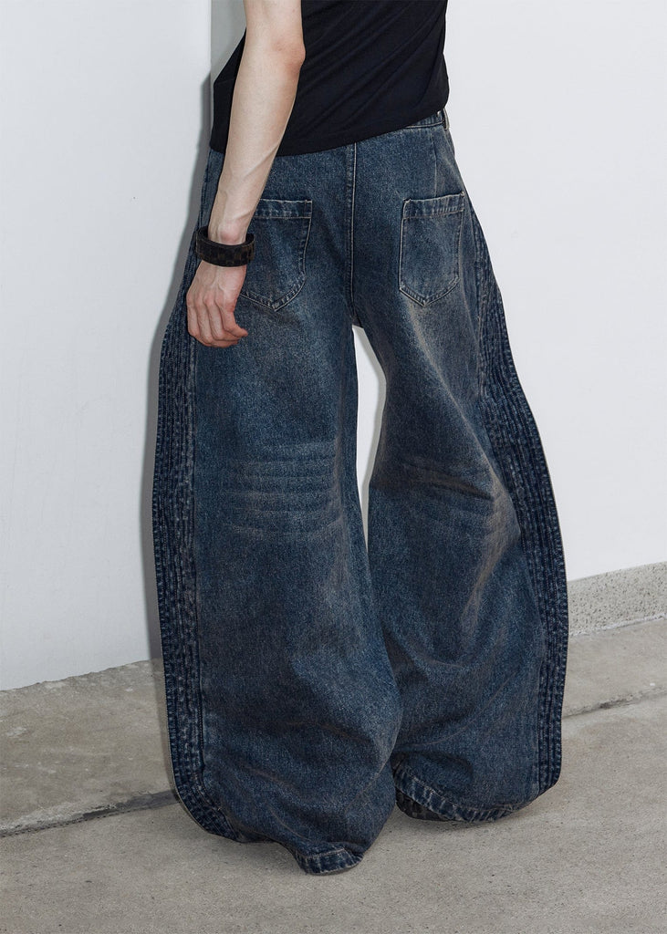 49PERCENT Spliced Wing Washed Jeans, premium urban and streetwear designers apparel on PROJECTISR.com, 49PERCENT