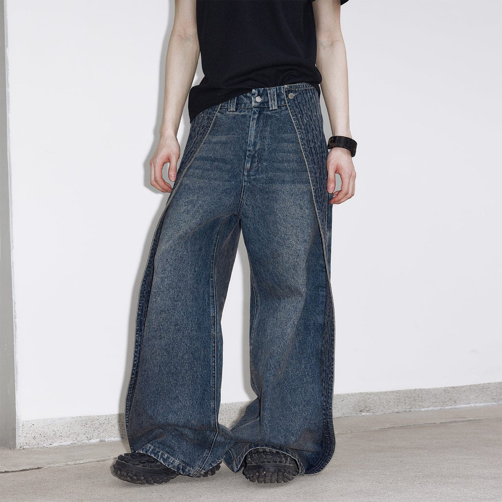 49PERCENT Spliced Wing Washed Jeans, premium urban and streetwear designers apparel on PROJECTISR.com, 49PERCENT
