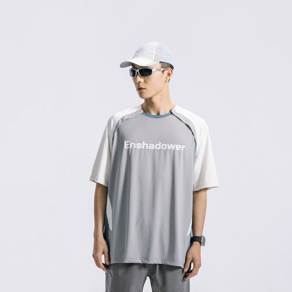 ENSHADOWER Spliced Logo Quick Dry Outdoor T-Shirt, premium urban and streetwear designers apparel on PROJECTISR.com, ENSHADOWER