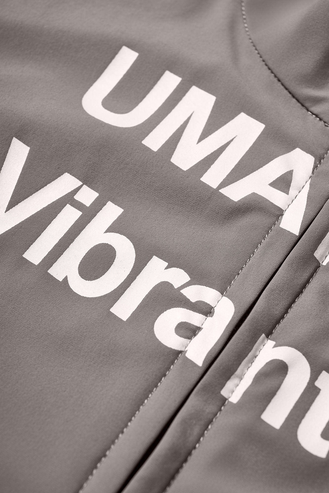 UMAMIISM Slogan Contrast Sleeve Mock Neck UV Protection Jacket, premium urban and streetwear designers apparel on PROJECTISR.com, UMAMIISM