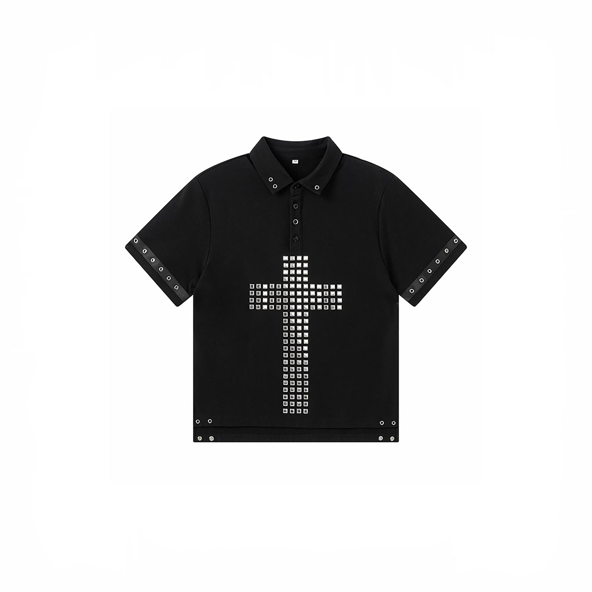 REBEL WAVE Studded Cross Polo Shirt