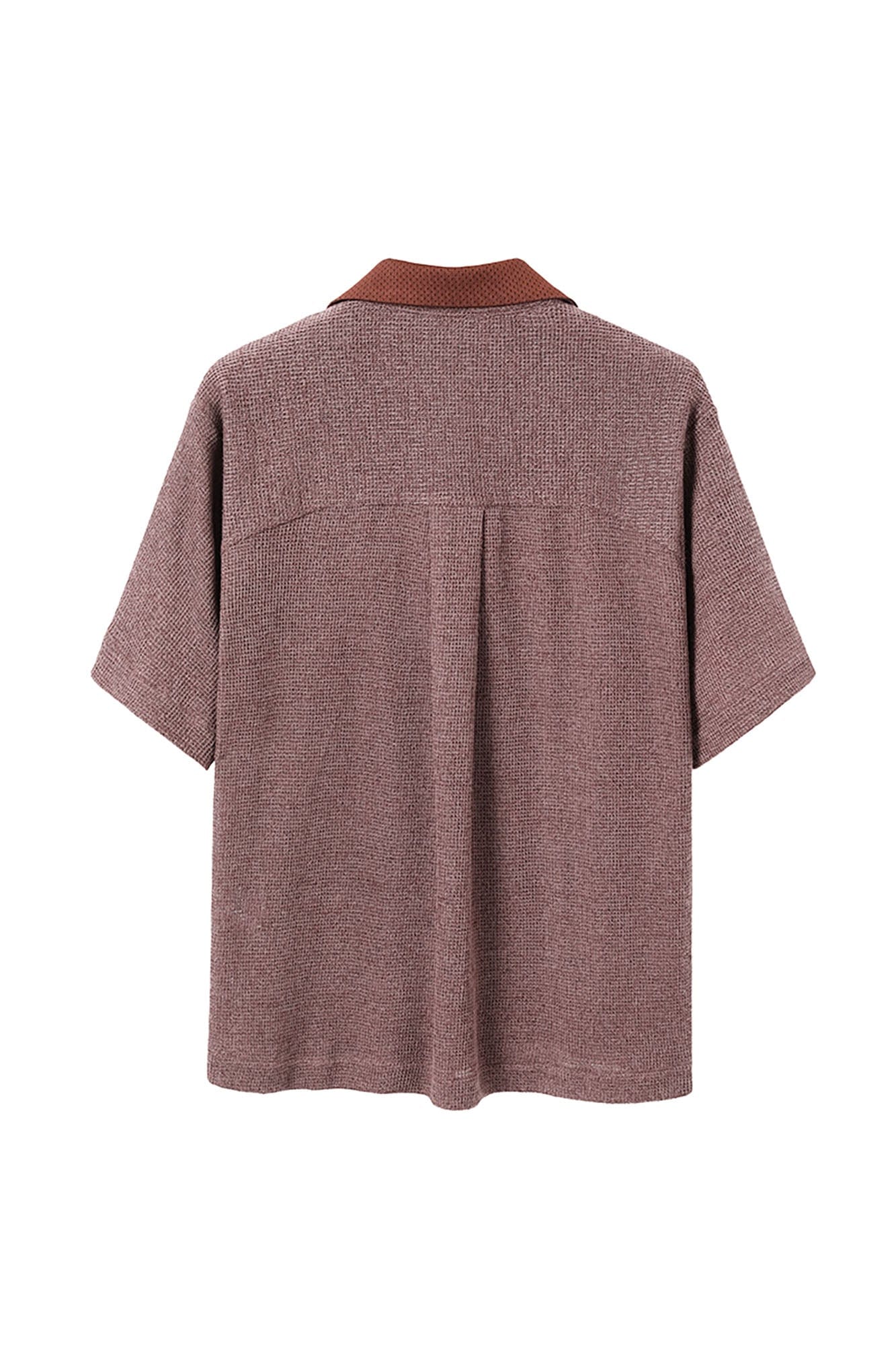 ALVNG AR ANTS Contrast Collar Knitted Texture Half Shirt, premium urban and streetwear designers apparel on PROJECTISR.com, ALVNG AR ANTS