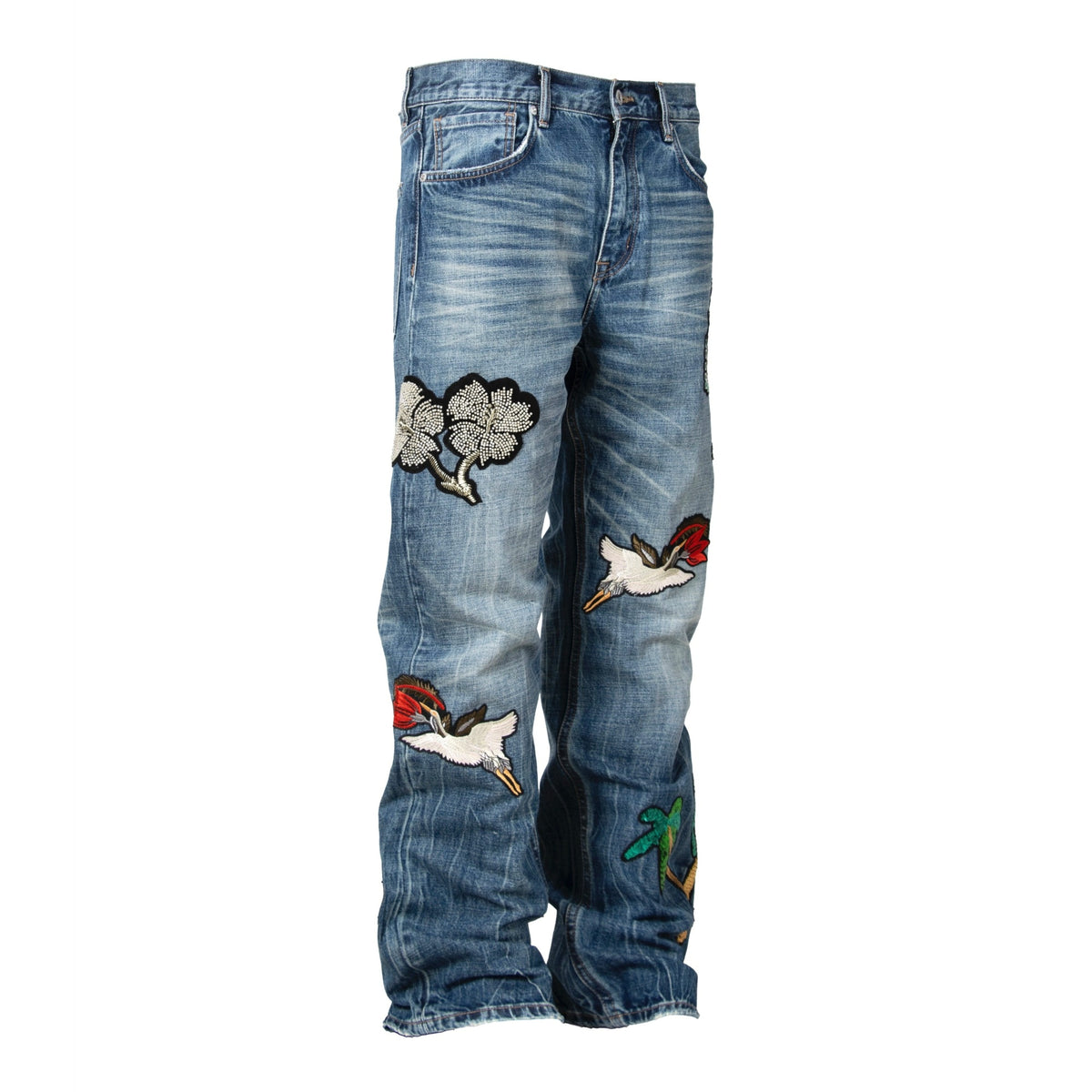 ZWDH Embroidered Washed Crinkled Straight-Leg Jeans — square · side