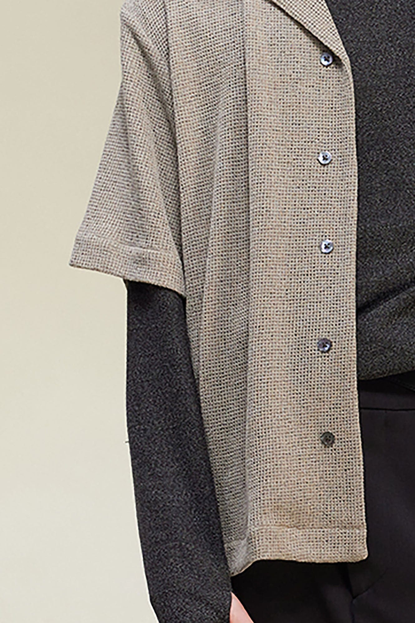 ALVNG AR ANTS Contrast Collar Knitted Texture Half Shirt, premium urban and streetwear designers apparel on PROJECTISR.com, ALVNG AR ANTS