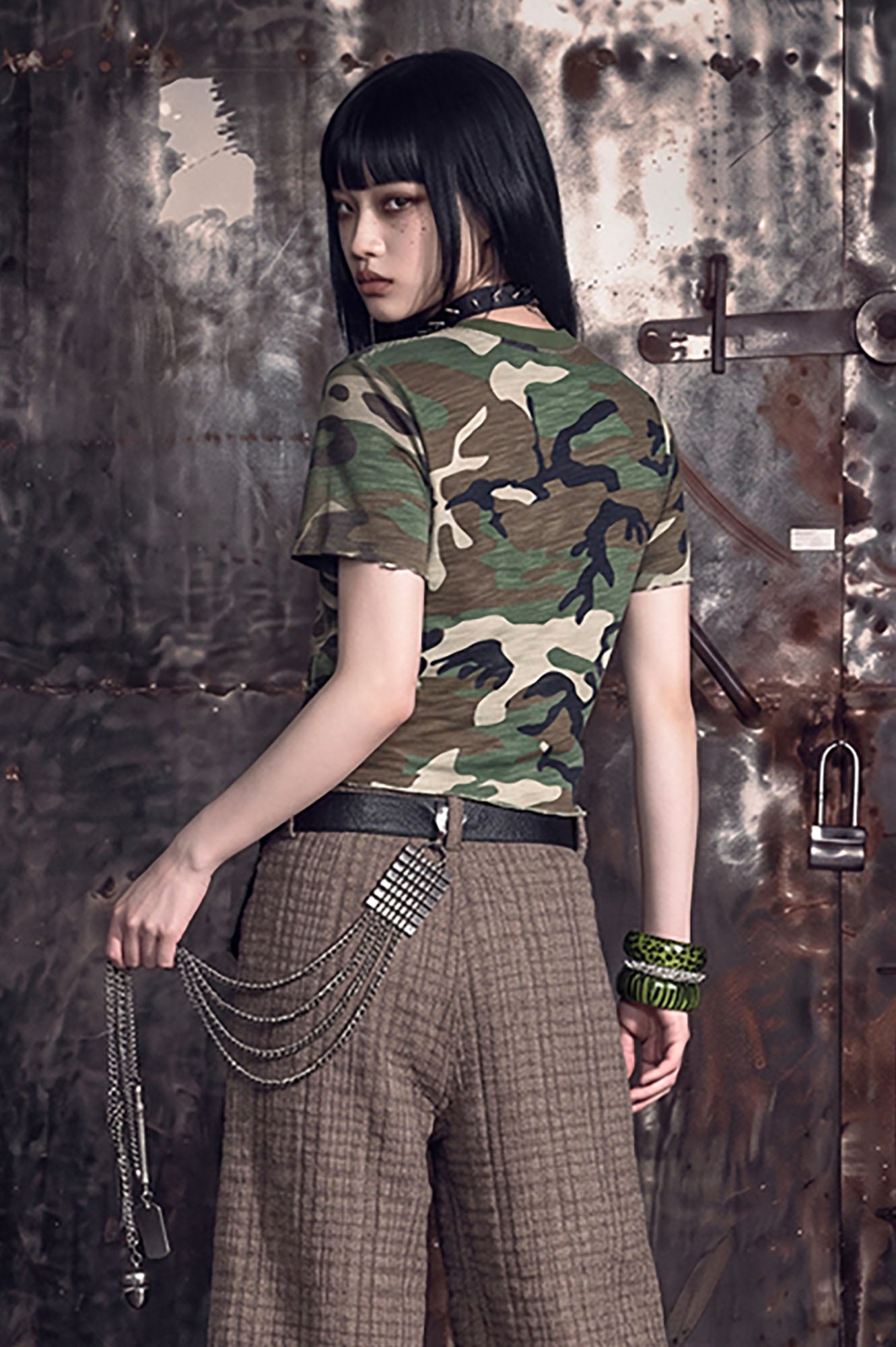 NOTHINGNESS WORLD Camo Full-Print Washed Retro Graphic Tee