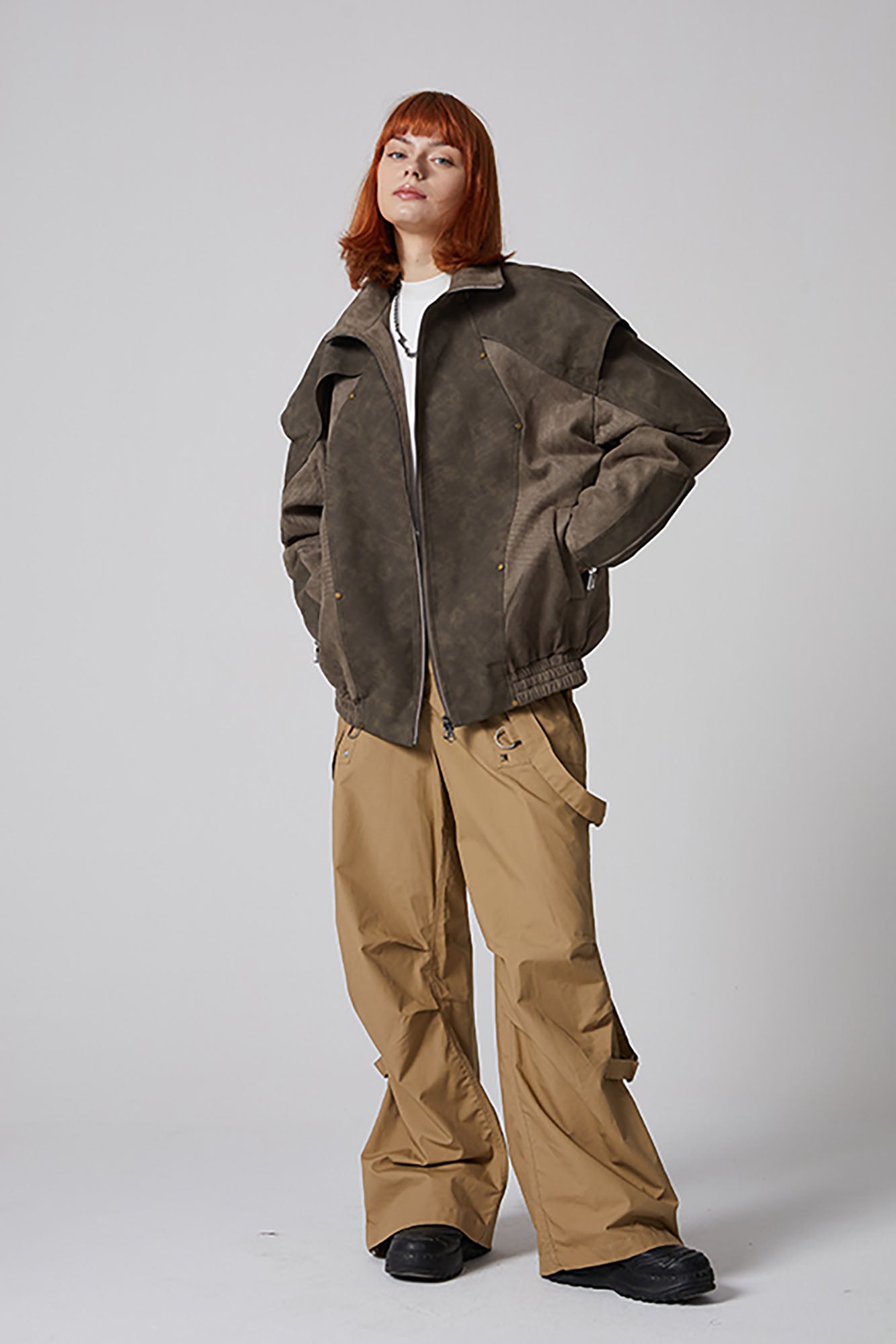 ERROR CODE ROBOT Armored Layered PU & Suede Panel Jacket, premium urban and streetwear designers apparel on PROJECTISR.com, ERROR CODE ROBOT